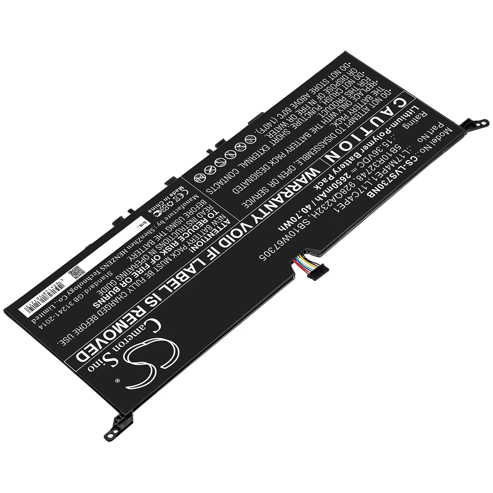 CS-LVS730NB : Battery for Lenovo Yoga S730, Yoga S730-13IWL (81J0001WGE), Yoga S730-13IWL (81J00029GE) and others - Replaces Lenovo 5B10R32748, 928QA232H, L17C4PE1 and others - Image 2