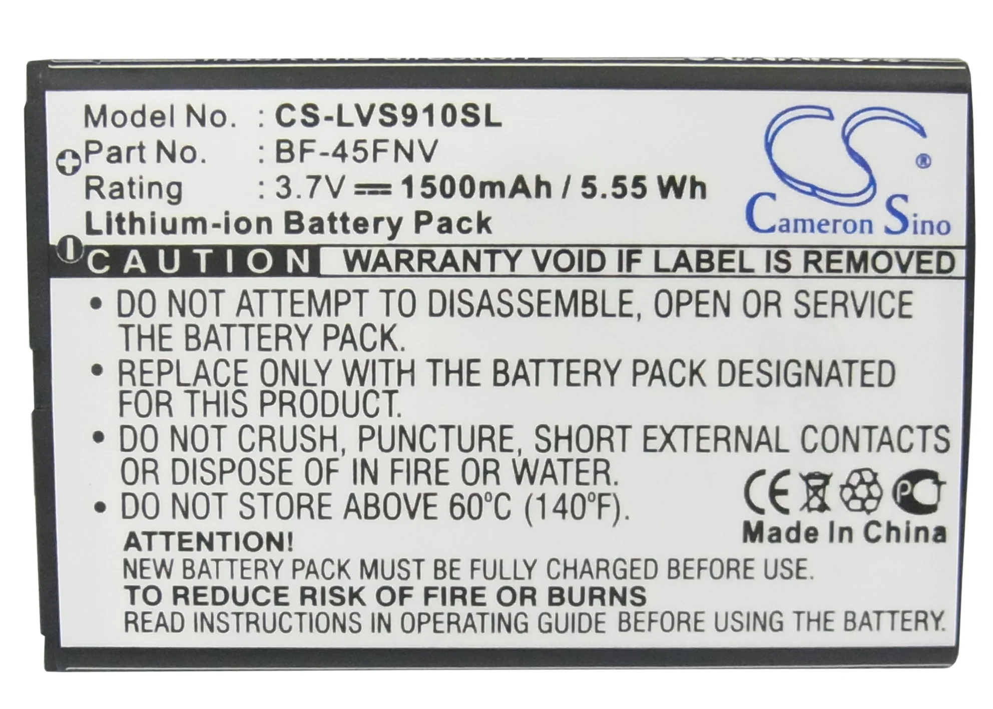 CS-LVS910SL : Battery for Verizon Revolution 4G, VS910, Revolution - Replaces LG BF-45FNV, SBPL0103102 - Image 5