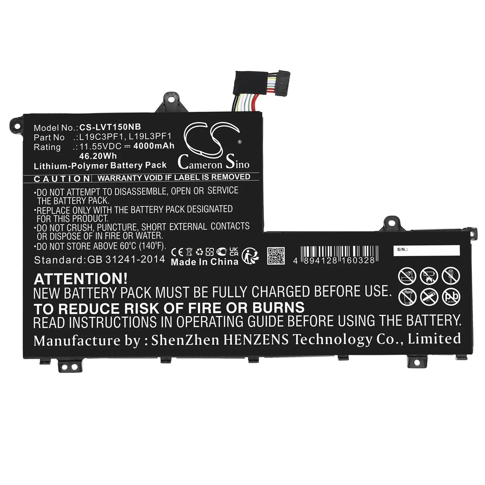 CS-LVT150NB : Battery for Lenovo ThinkBook 15, ThinkBook 14 - Replaces Lenovo L19C3PF1, L19L3PF1, SB10V25242 - Image 3