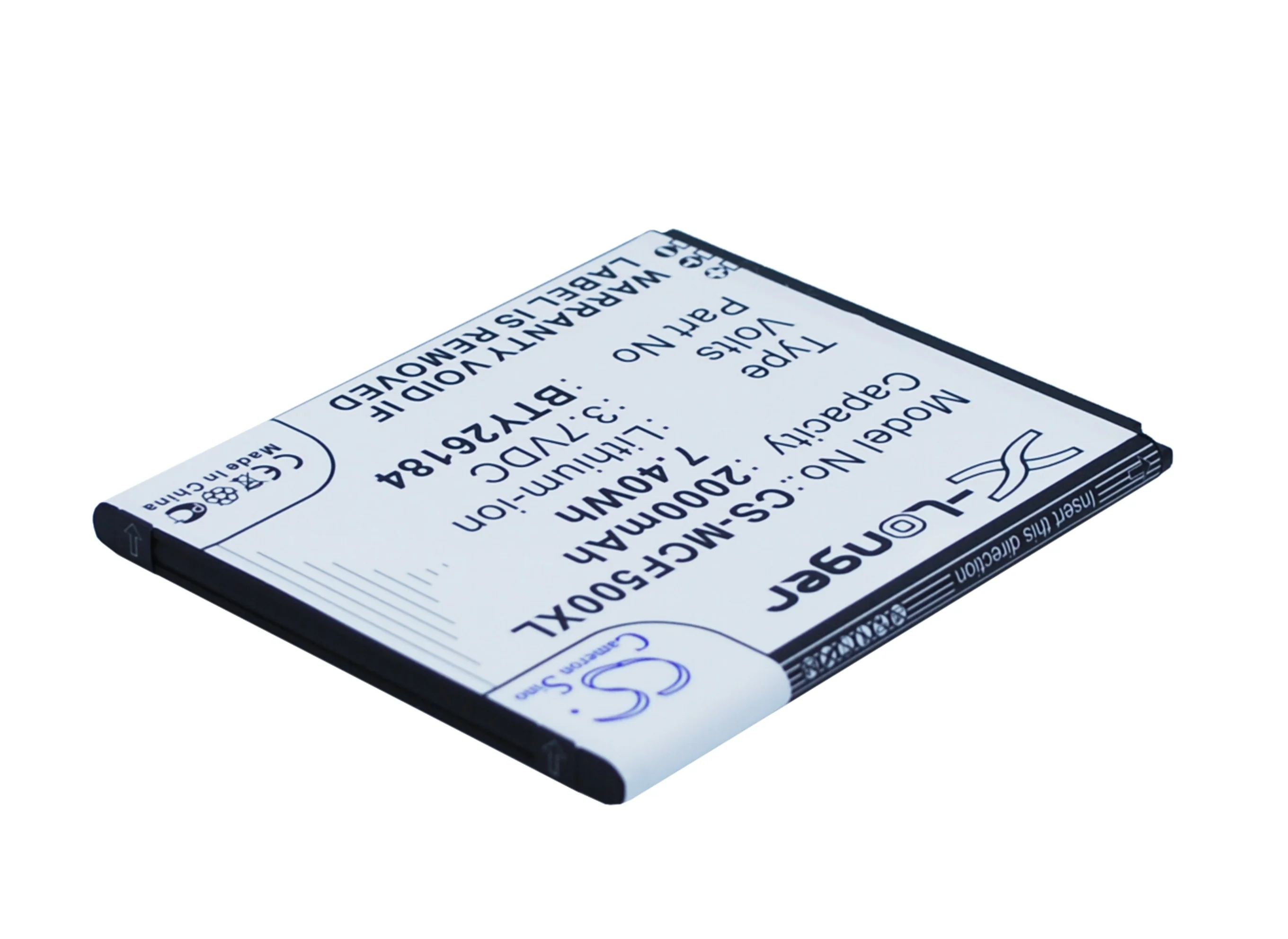CS-MCF500XL : Battery for Mobistel Cynus F5, MT8201w, MT-8201S and others - Replaces Mobistel BTY26184, BTY26184Mobistel/STD - Image 2
