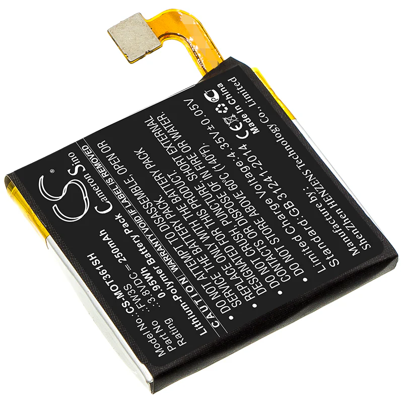 CS-MOT361SH : Battery for Motorola Moto 360 2nd, Moto 360 2rd - Replaces Motorola FW3S - Image 2