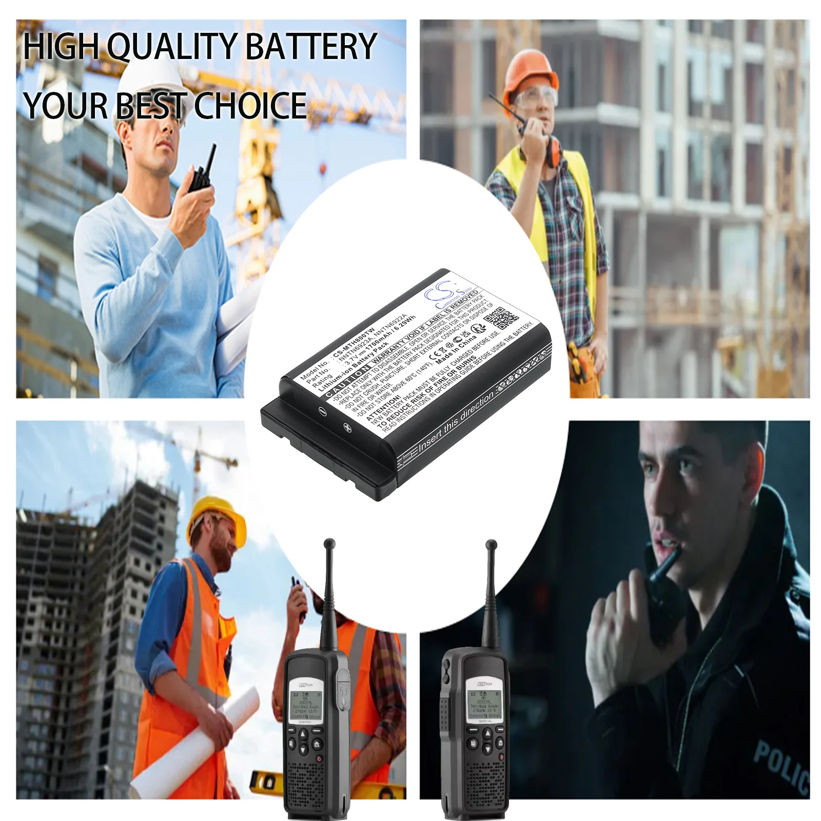 CS-MTH800TW : Battery for Motorola MTH800, MTH650, DTR550 and others - Replaces Motorola NNTN6923A, NNTN6922A, SNN5705C and others - Image 5