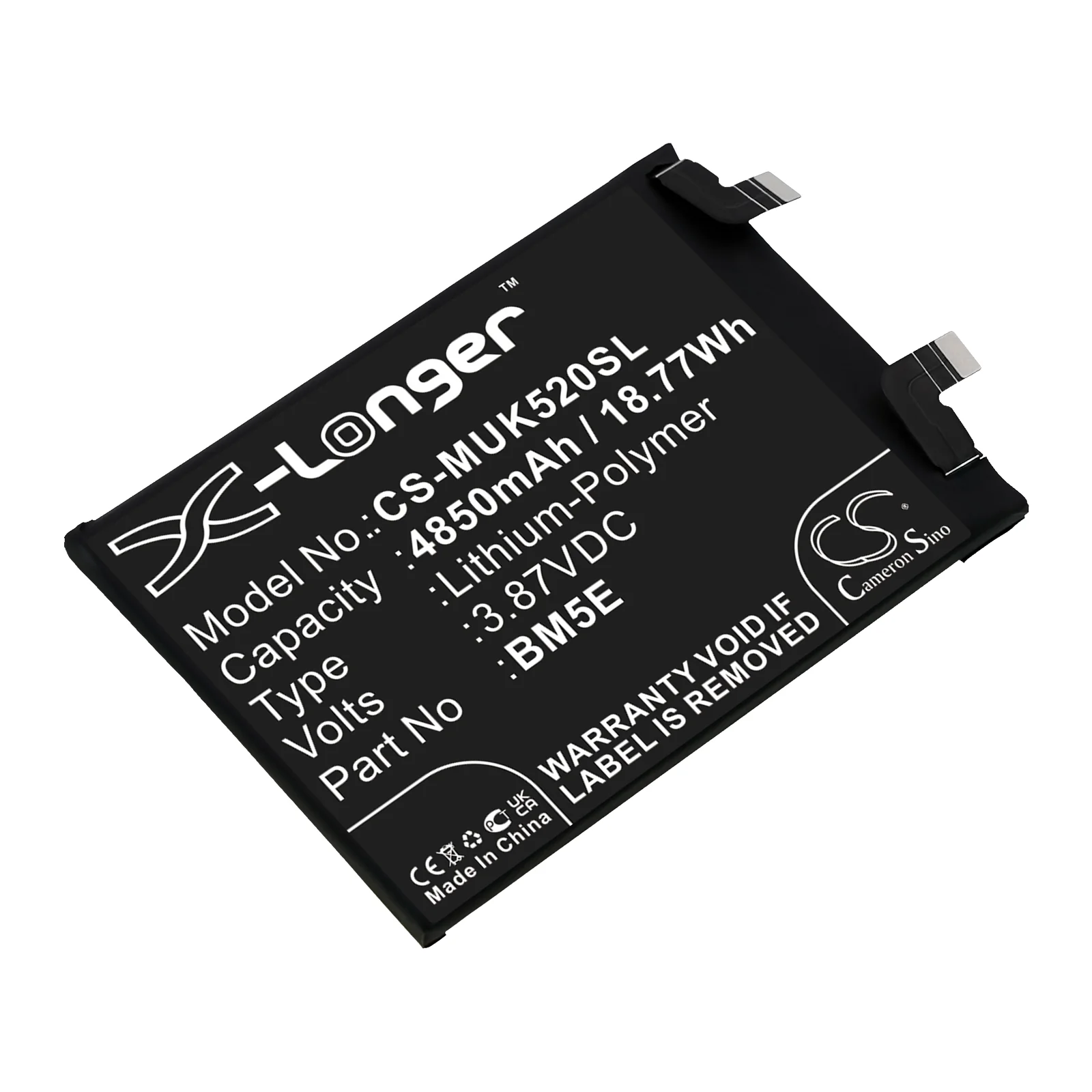 CS-MUK520SL : Battery for Xiaomi Redmi K50 Pro, 22021211RC, 22011211C - Replaces Xiaomi BM5E