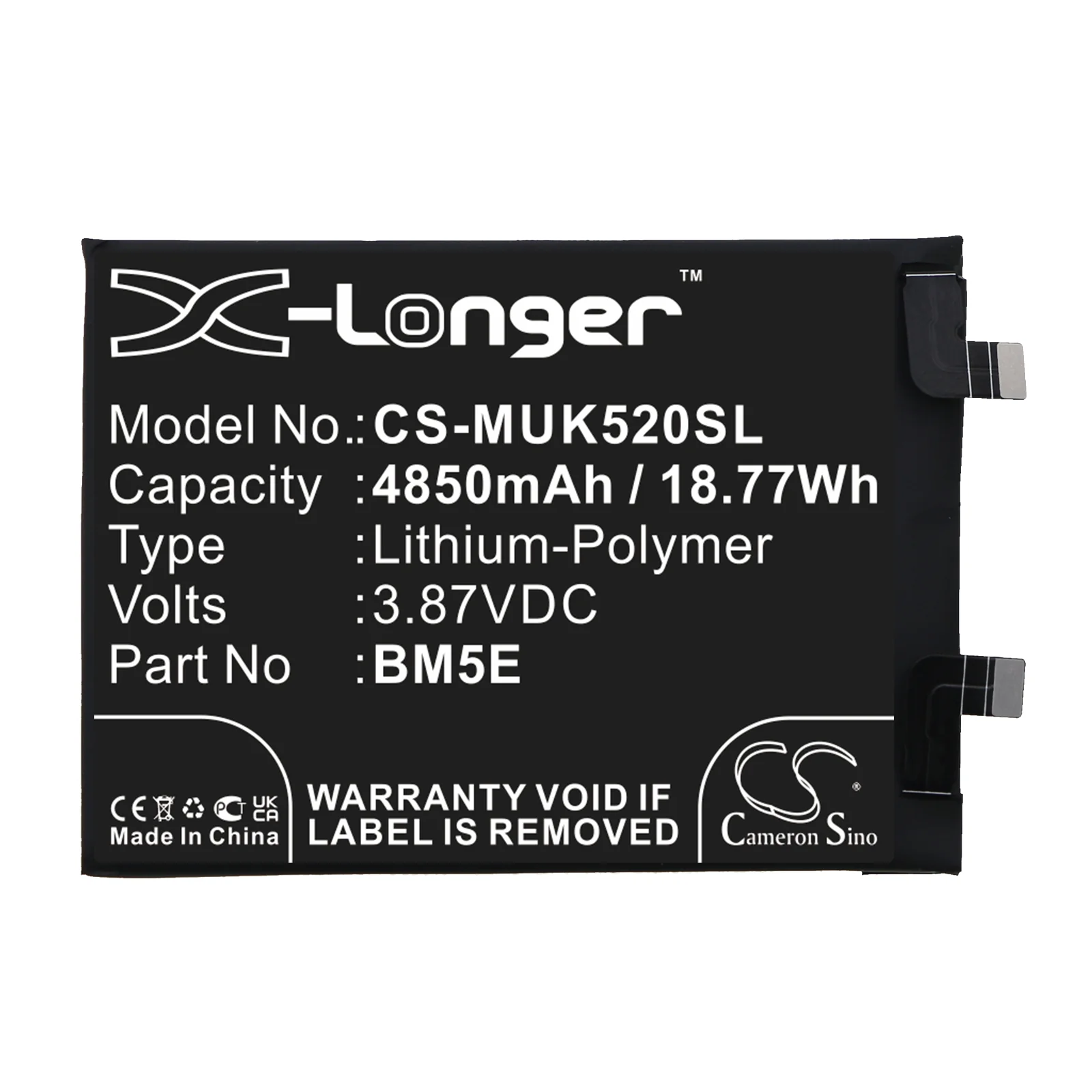 CS-MUK520SL : Battery for Xiaomi Redmi K50 Pro, 22021211RC, 22011211C - Replaces Xiaomi BM5E - Image 3