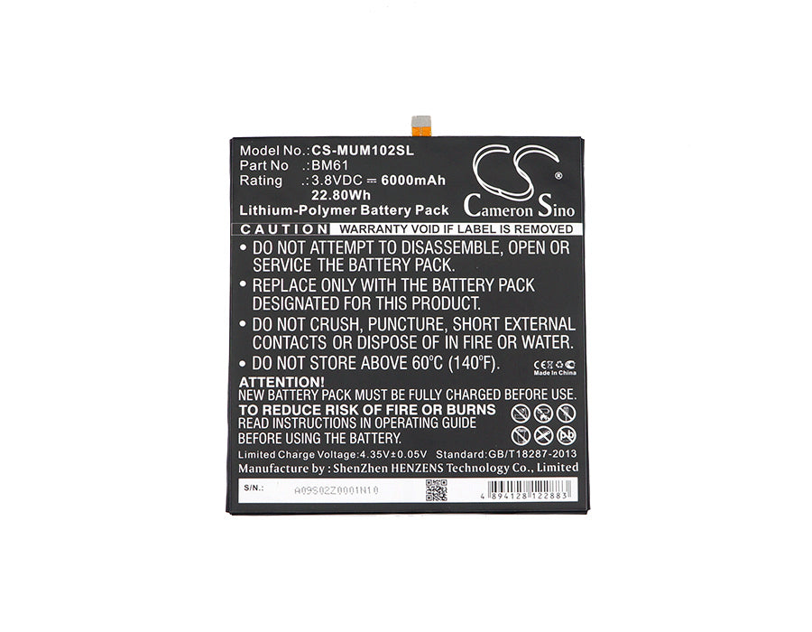 CS-MUM102SL : Battery for Xiaomi Mi Pad 2, GD4250, A2015716 - Replaces Xiaomi BM61 - Image 3