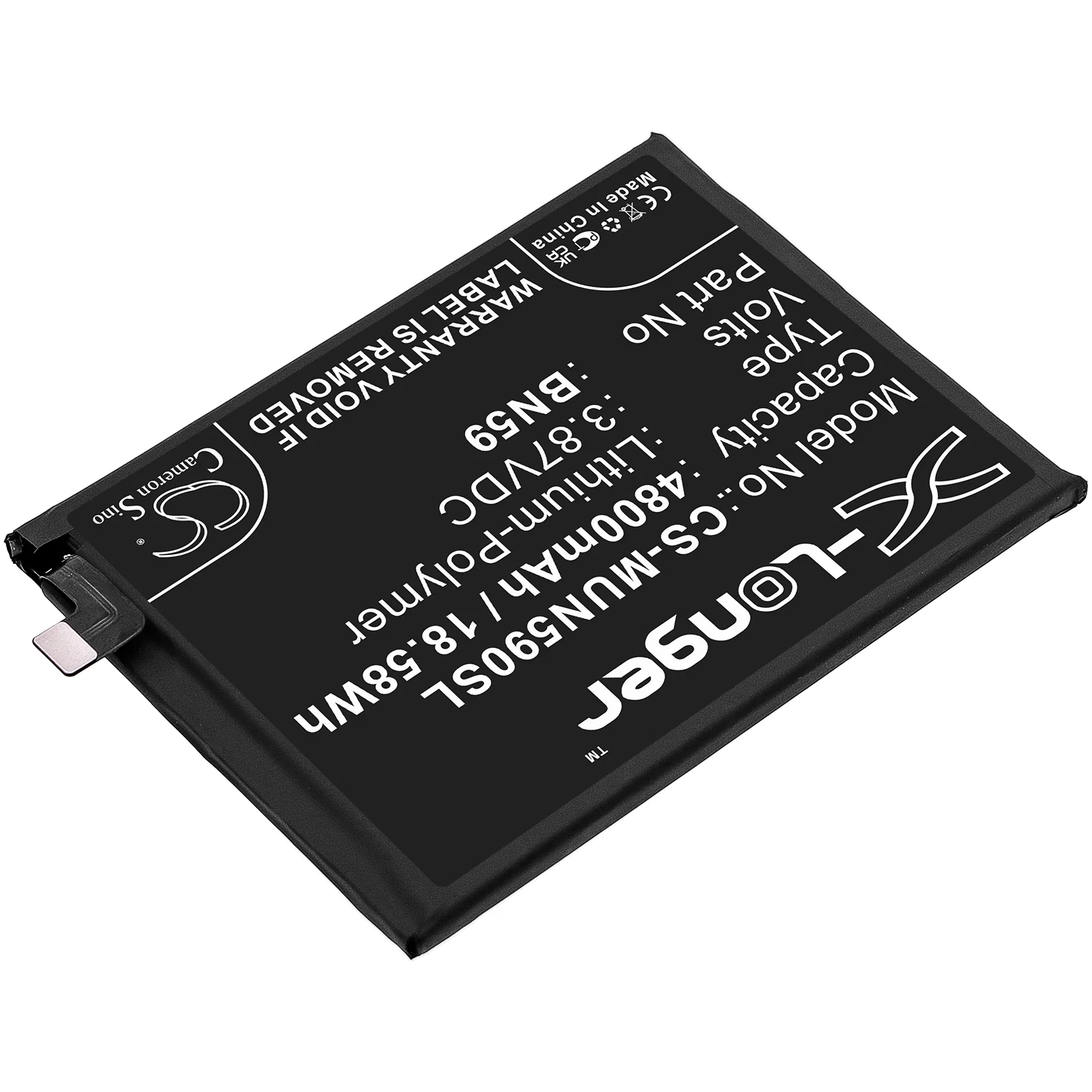 CS-MUN590SL : Battery for Xiaomi Redmi Note 10, M2101K7AI, M2101K7AG - Replaces Xiaomi BN59 - Image 2