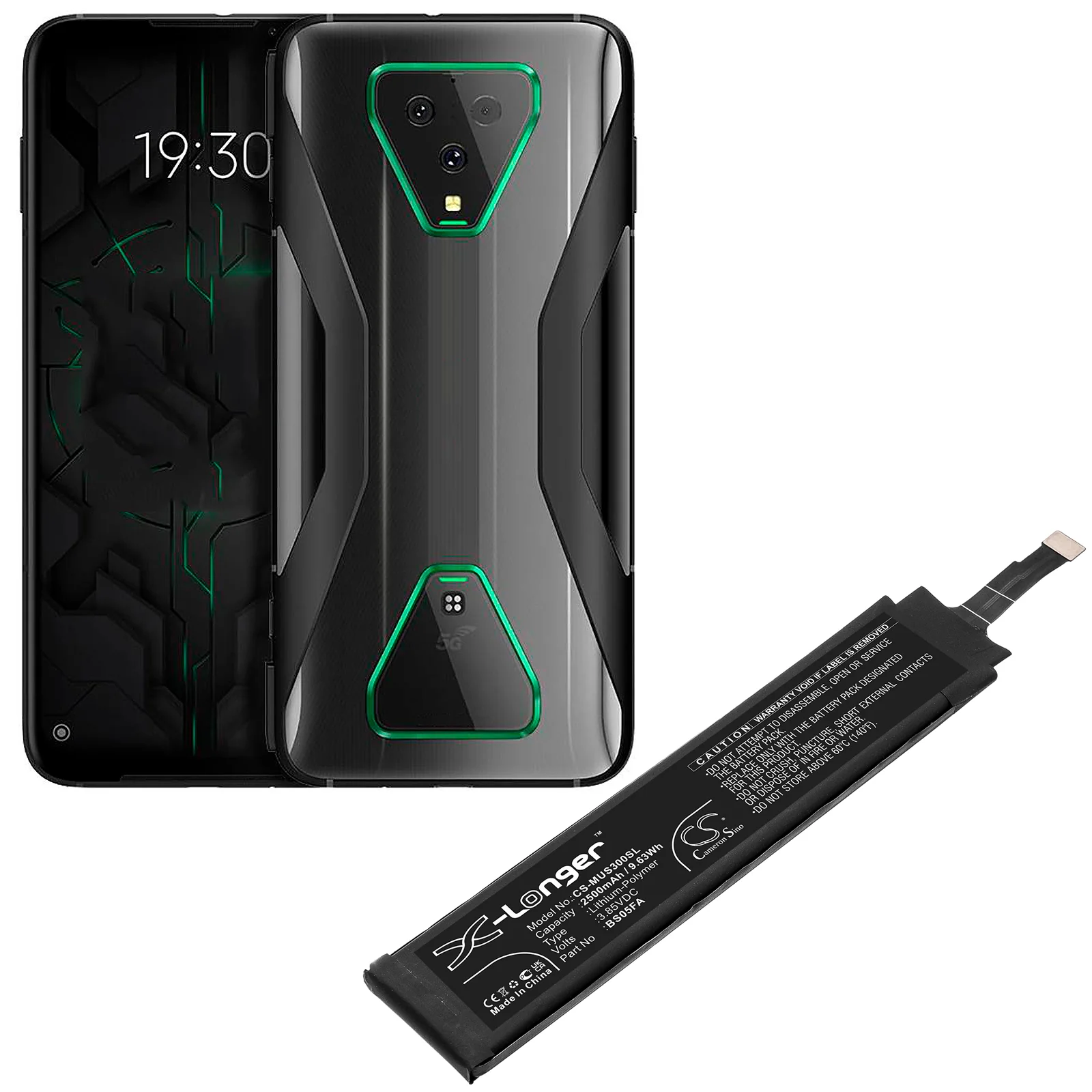 CS-MUS300SL : Battery for Xiaomi Black Shark 3 Pro, Black Shark 3 Pro 5G, MBU-H0 - Replaces Xiaomi BS05FA - Image 5