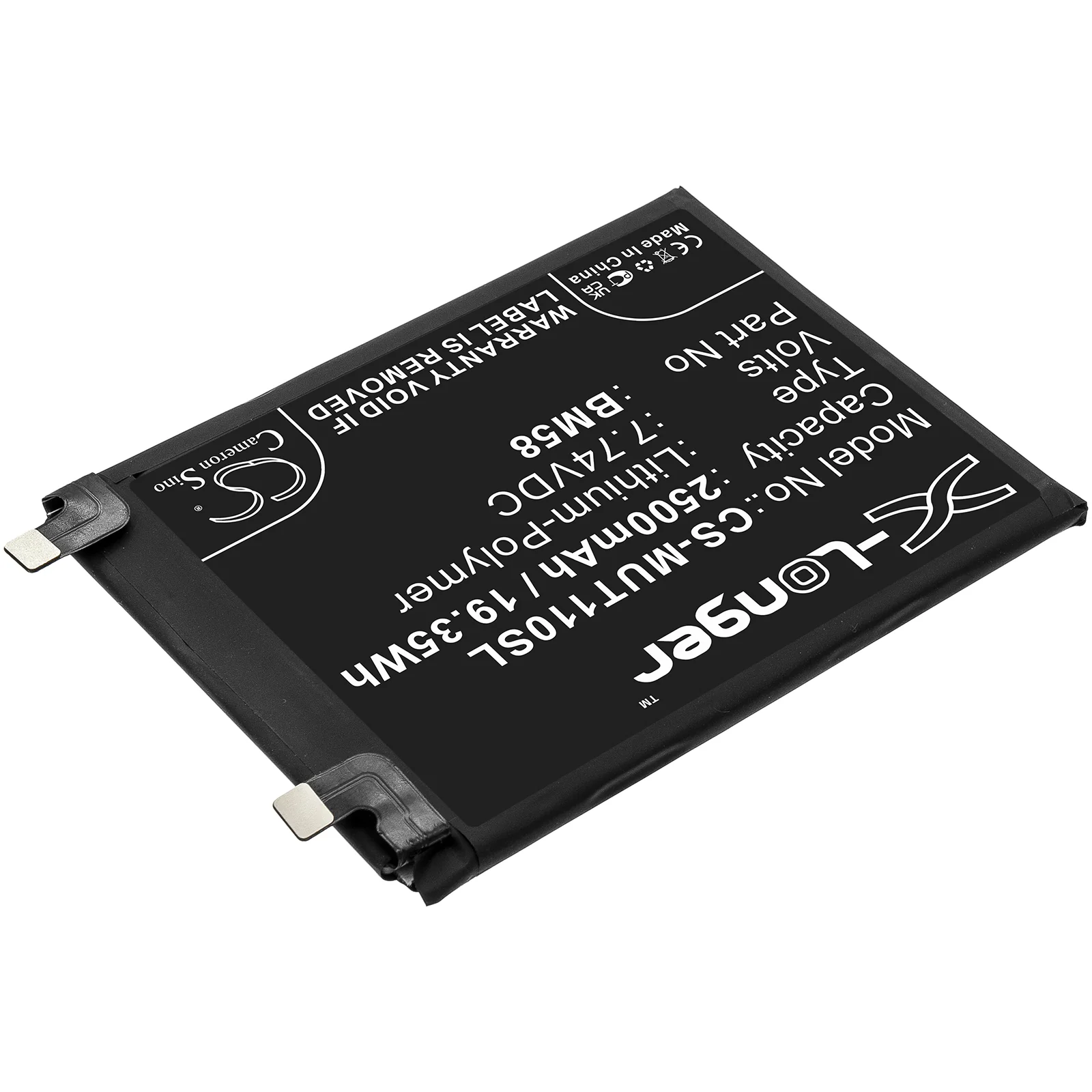 CS-MUT110SL : Battery for Xiaomi Mi 11T Pro 5G, 2107113SG - Replaces Xiaomi BM58 - Image 2