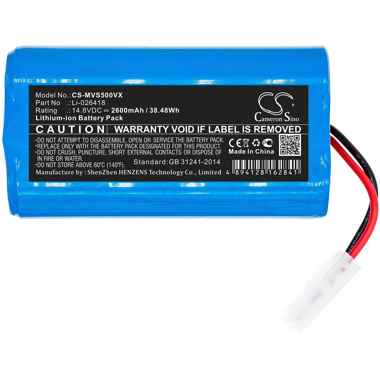 CS-MVS500VX : Battery for BobSweep Pro SJP110020, Bob Standard, Bob PetHair and others - Replaces myVacBot Li-026418 - Image 3