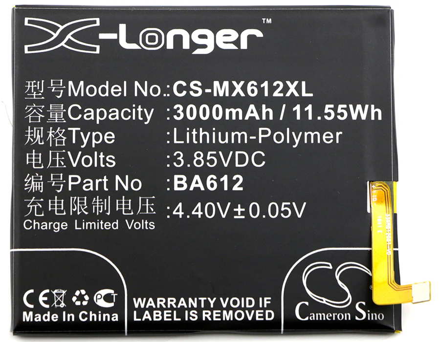 CS-MX612XL : Battery for Meizu M5s, M5s Dual SIM, M5s Dual SIM TD-LTE and others - Replaces Meizu BA612 - Image 3