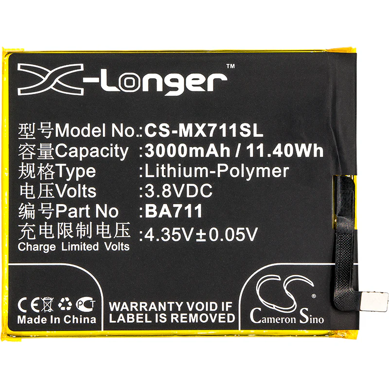 CS-MX711SL : Battery for Meizu M6, M6 Dual SIM, M6 Dual SIM TD-LTE and others - Replaces Meizu BA711 - Image 3