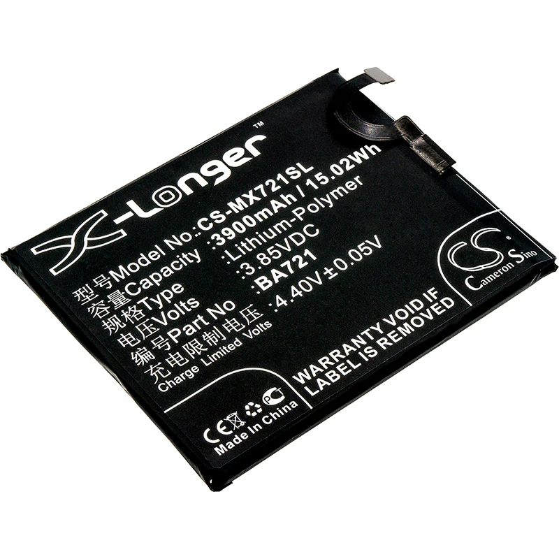 CS-MX721SL : Battery for Meizu M5 Note, M5 Note Global Dual SIM, M5 Note Global Dual SIM TD-LTE and others - Replaces Meizu BA721