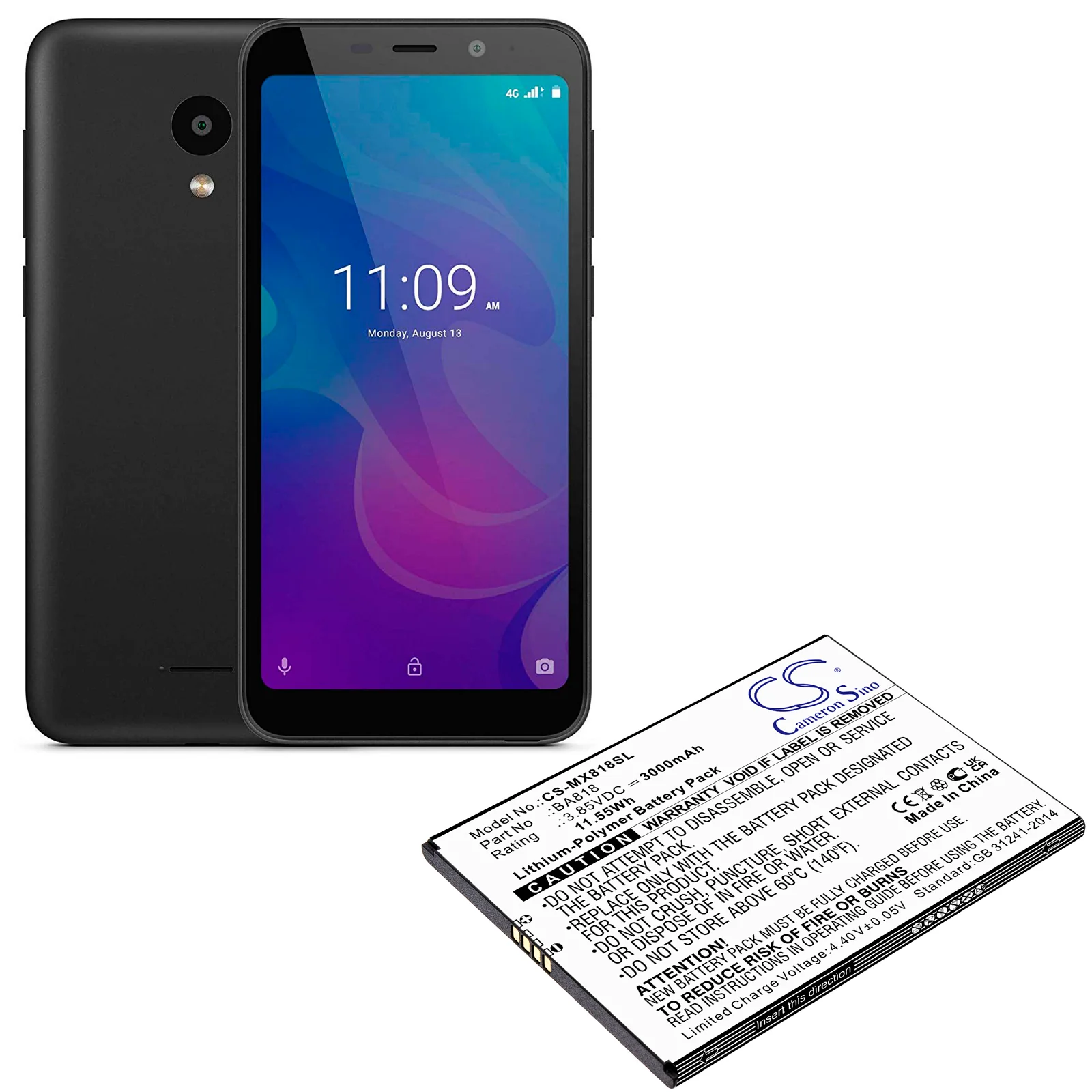 CS-MX818SL : Battery for Meizu C9, M818H, C9 Pro and others - Replaces Meizu BA818 - Image 4