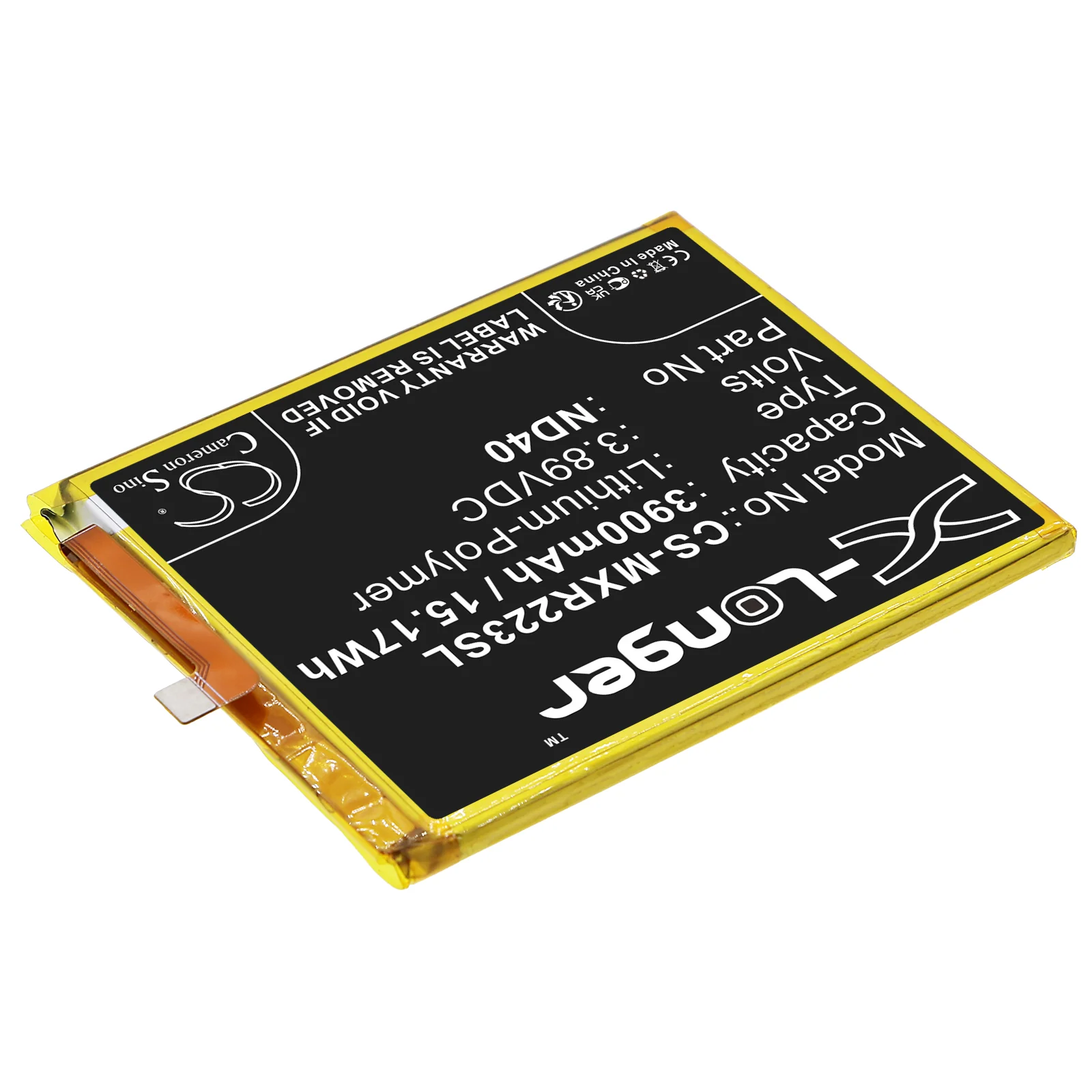 CS-MXR223SL : Battery for Motorola Moto Edge 30, Moto Edge 30 5G, Moto Edge 30 5G 2022 and others - Replaces Motorola ND40, SB18D34507 - Image 2