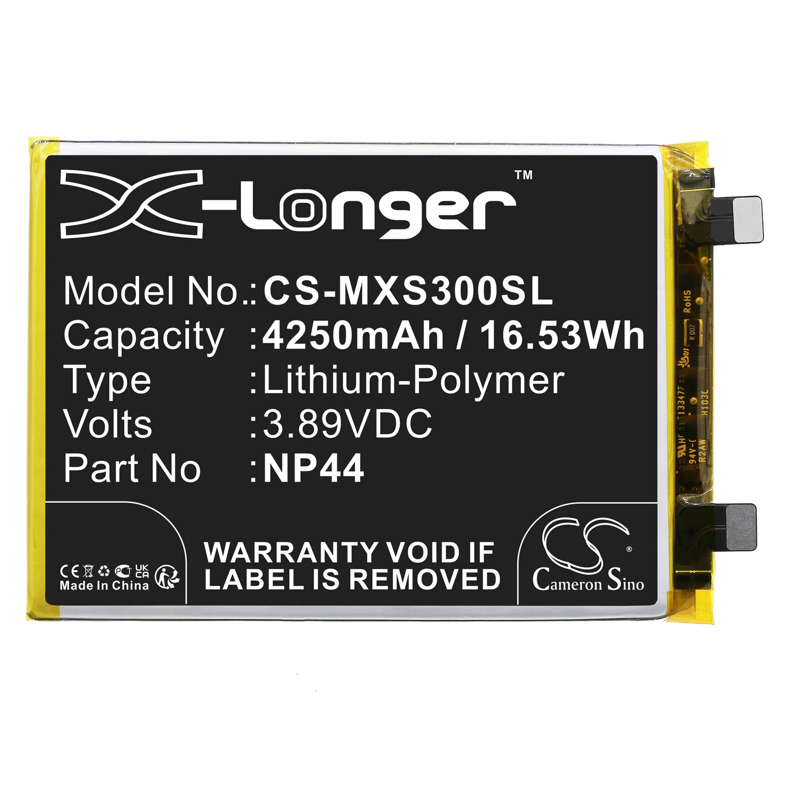 CS-MXS300SL : Battery for Motorola Moto S30 Pro, XT2243-2 - Replaces Motorola NP44 - Image 3
