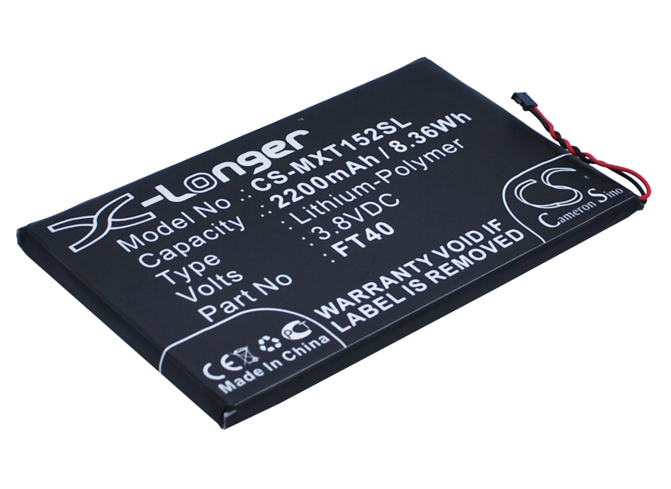 CS-MXT152SL : Battery for Motorola MotoE 2nd, XT1526, XT1528 and others - Replaces Motorola FT40, SNN5955A, ET40 and others - Image 2