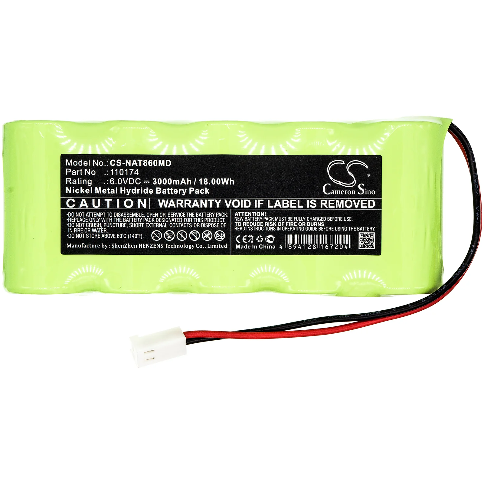 CS-NAT860MD : Battery for NONIN Pulsoximter 8600, Pulsoximter 8604, Pulsoximter 8700 and others - Replaces NONIN 110174 - Image 3
