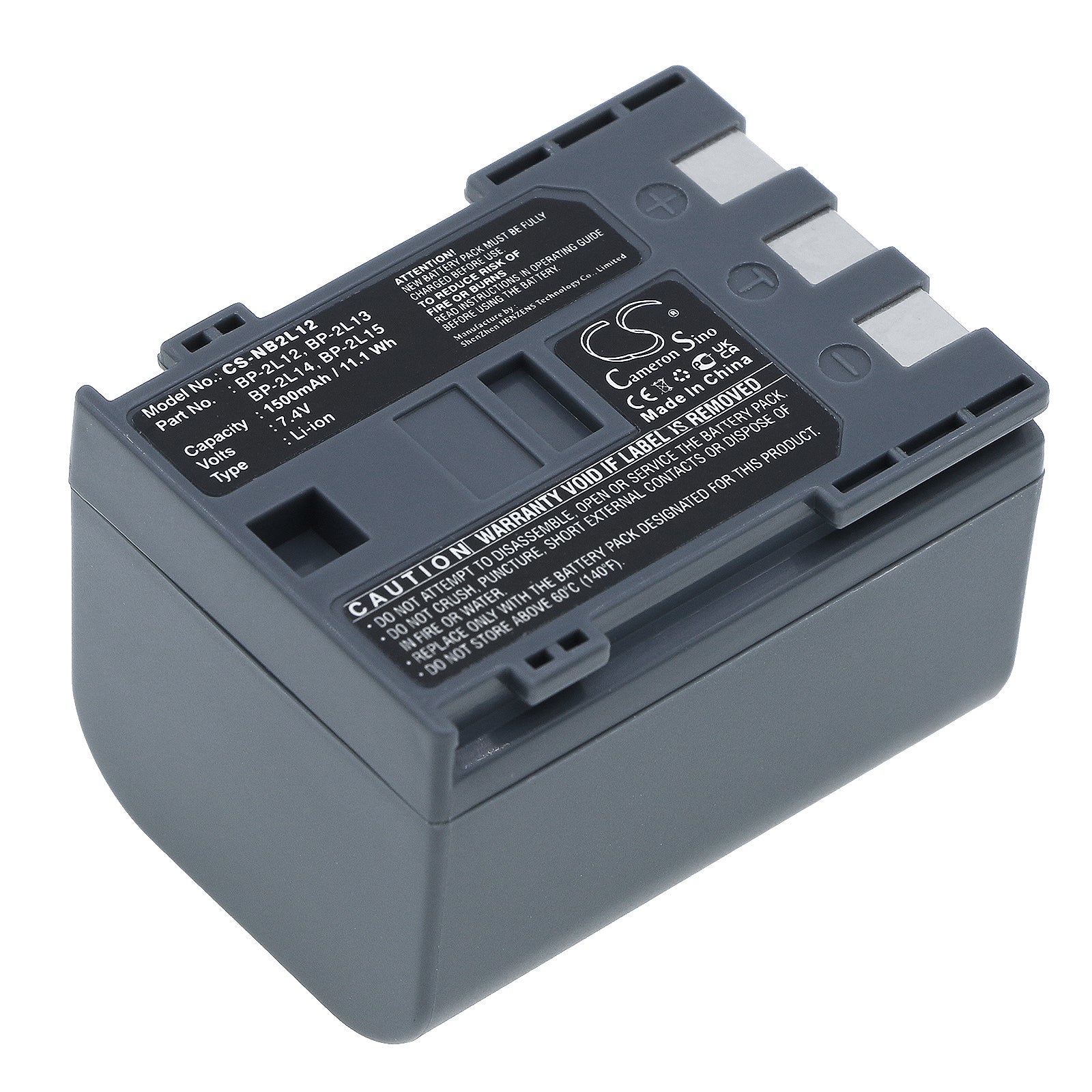 CS-NB2L12 : Battery for Canon ZR700, HV20, MV880X and others - Replaces Canon BP-2L12, BP-2L13, BP-2L14 and others - Image 3