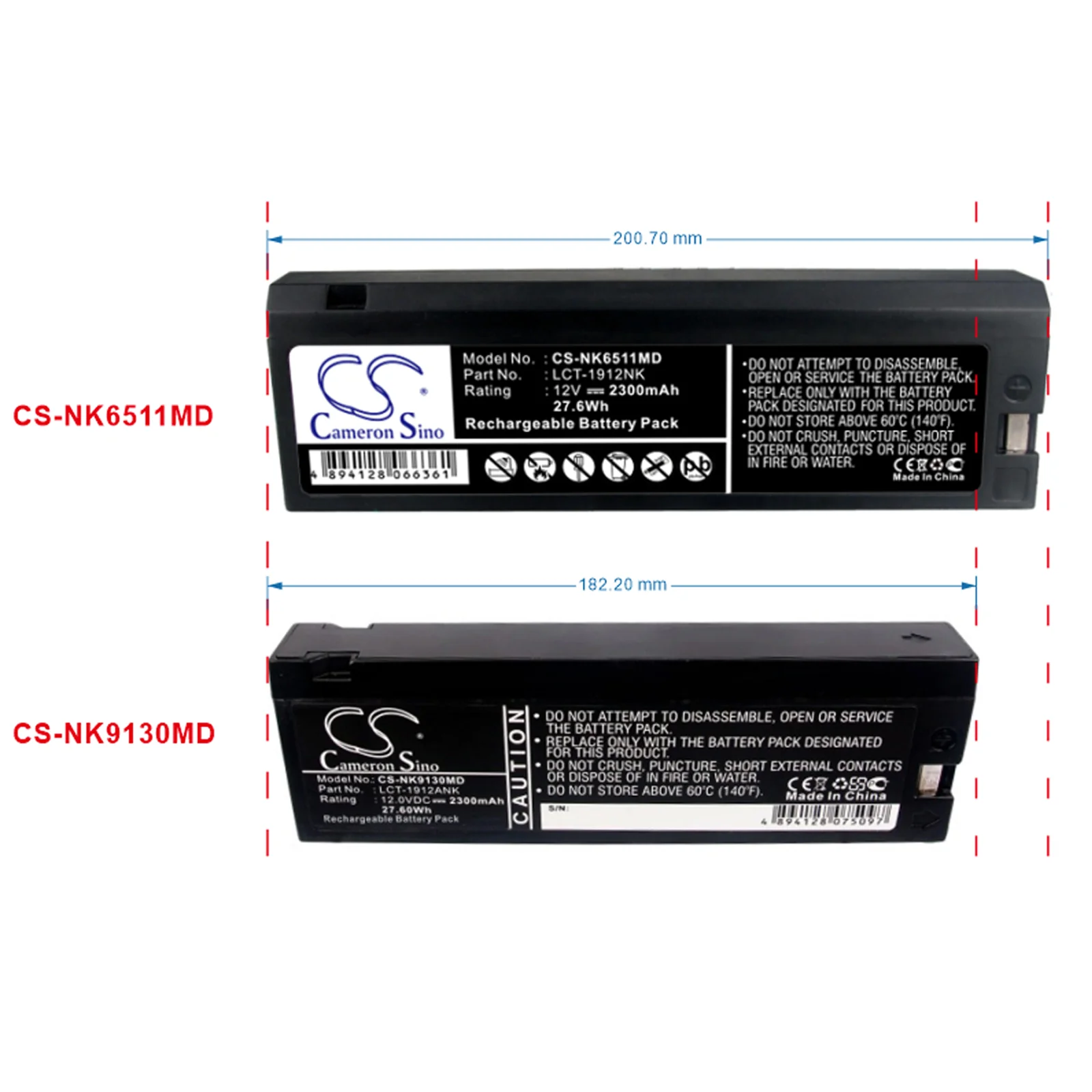 CS-NK9130MD : Battery for Biolight 352 - Replaces Philips 22AV5591, M5500B, SBC5215 and others - Image 6