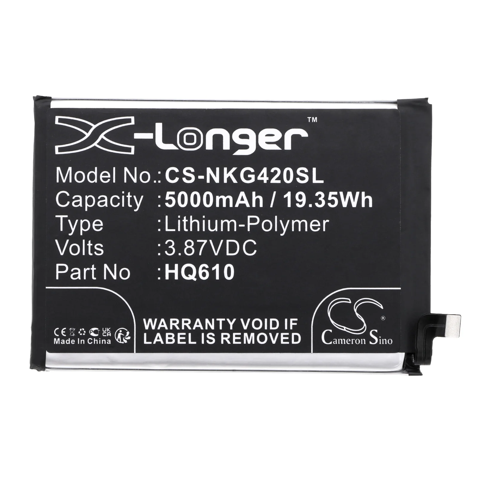CS-NKG420SL : Battery for Nokia G42 5G - Replaces Nokia HQ610 - Image 3