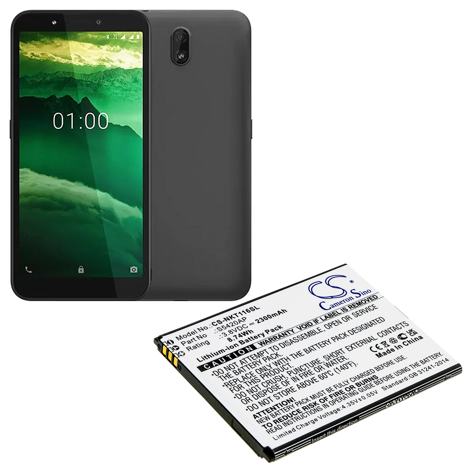 CS-NKT116SL : Battery for Nokia C1 2019, TA-1165 - Replaces Nokia S5420AP - Image 4