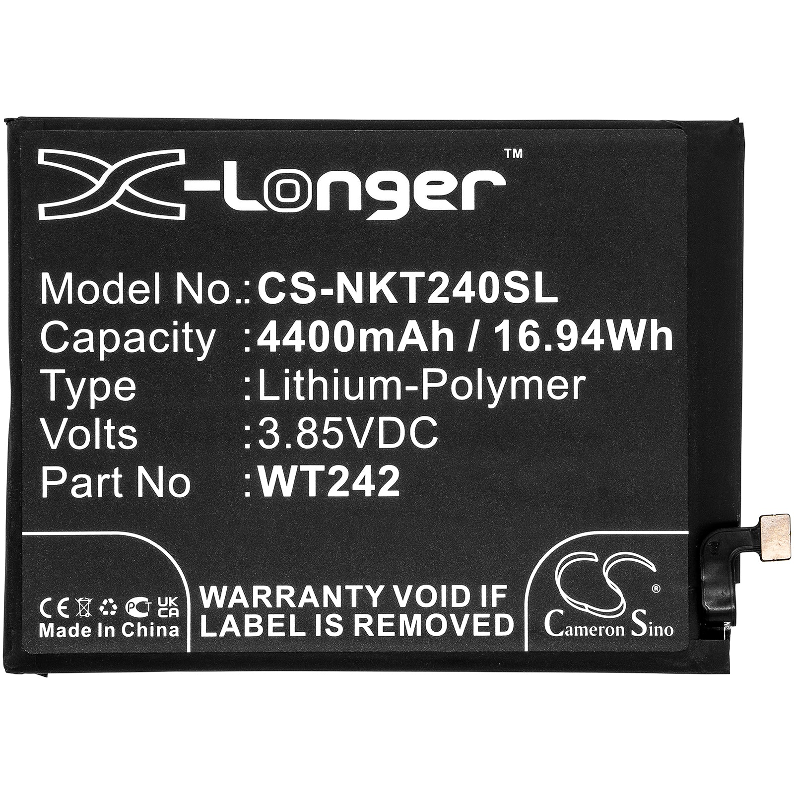 CS-NKT240SL : Battery for Nokia Nokia 2.4, TA-1277, TA-1275 and others - Replaces Nokia WT242 - Image 3