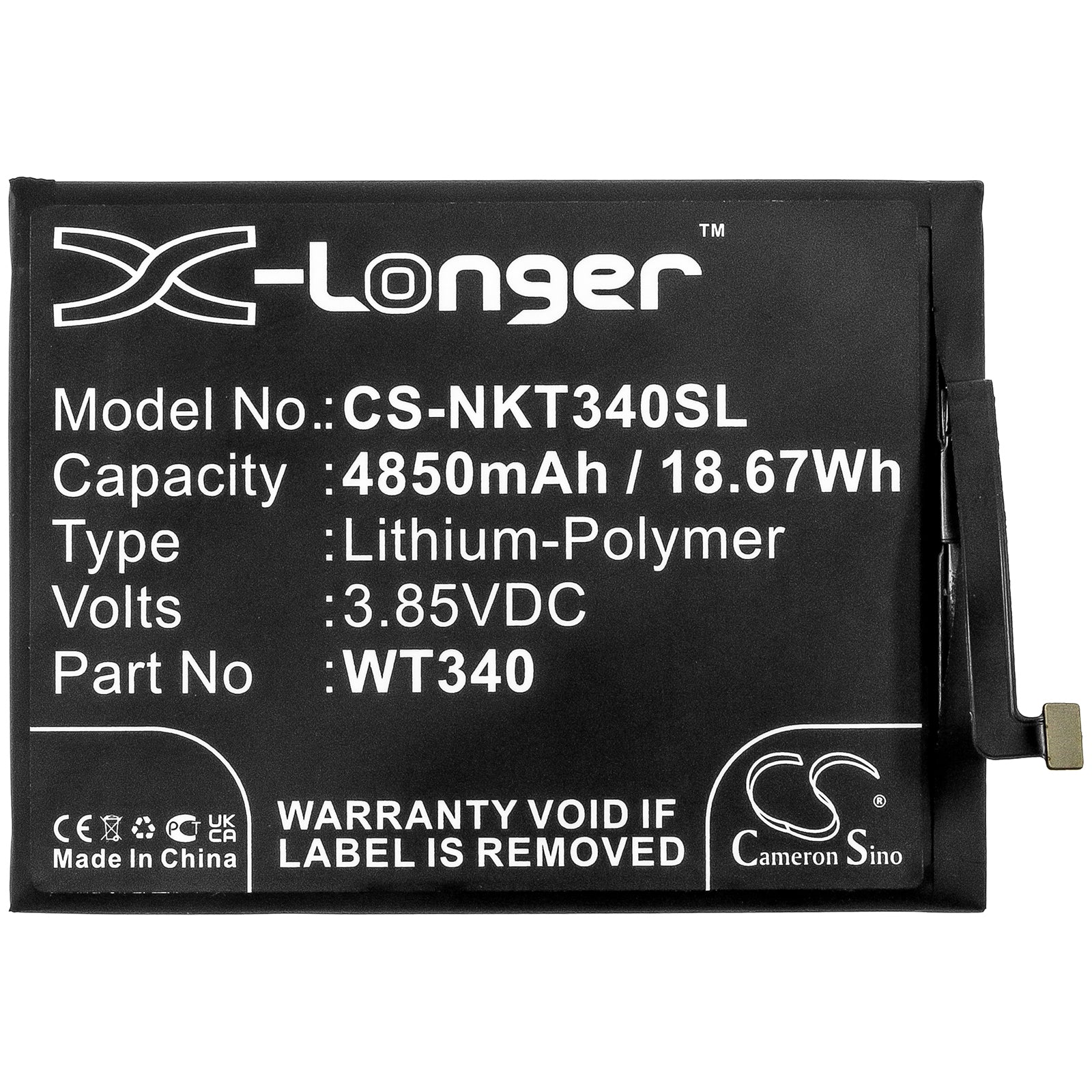 CS-NKT340SL : Battery for Nokia CN110, G10, G20 and others - Replaces Nokia WT340 - Image 3