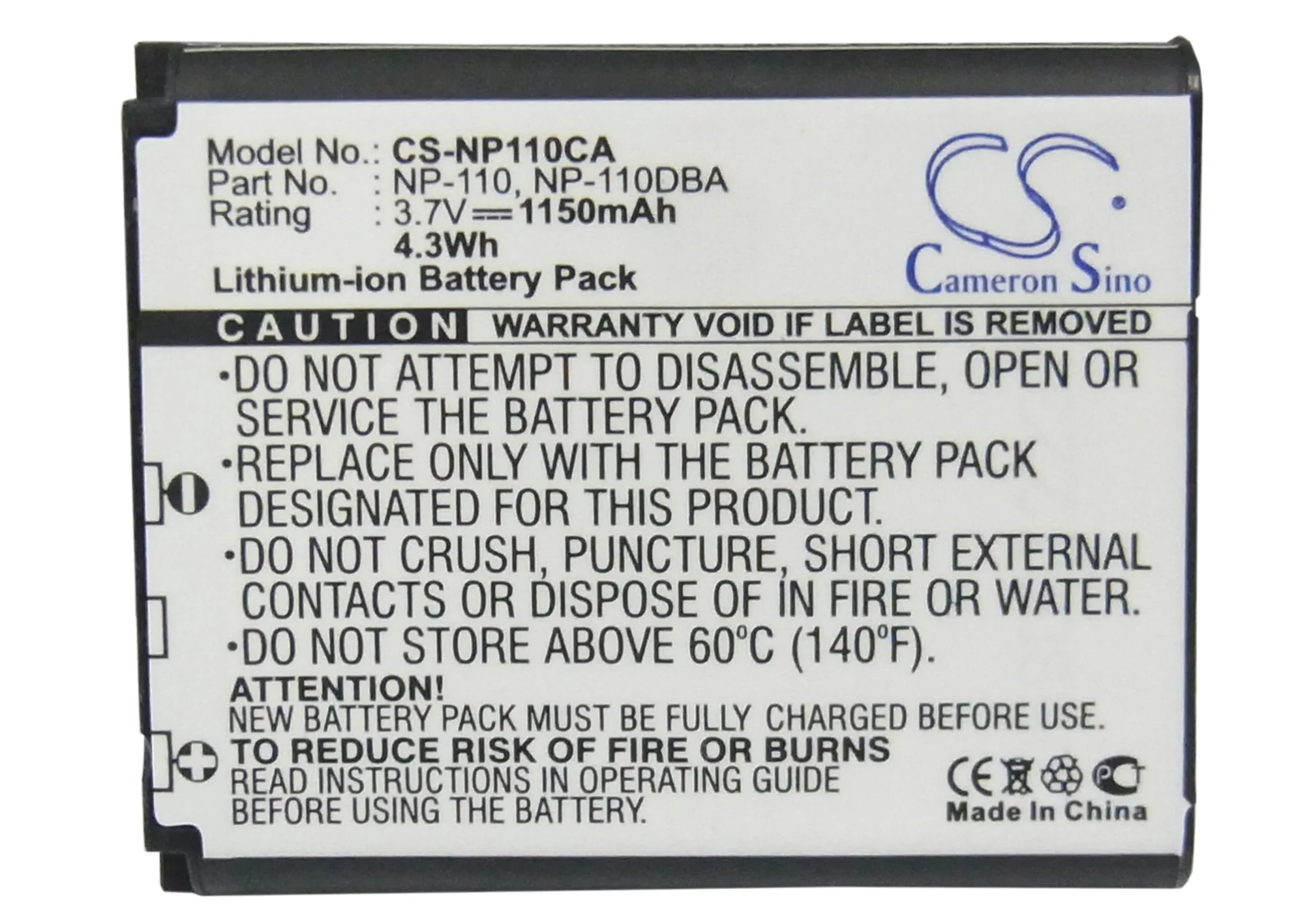 CS-NP110CA : Battery for Casio Exilim EX-Z2000, Exilim EX-Z200, Exilim Zoom EX-Z2000 and others - Replaces Casio NP-110, NP-110DBA, NP-110L and others - Image 5