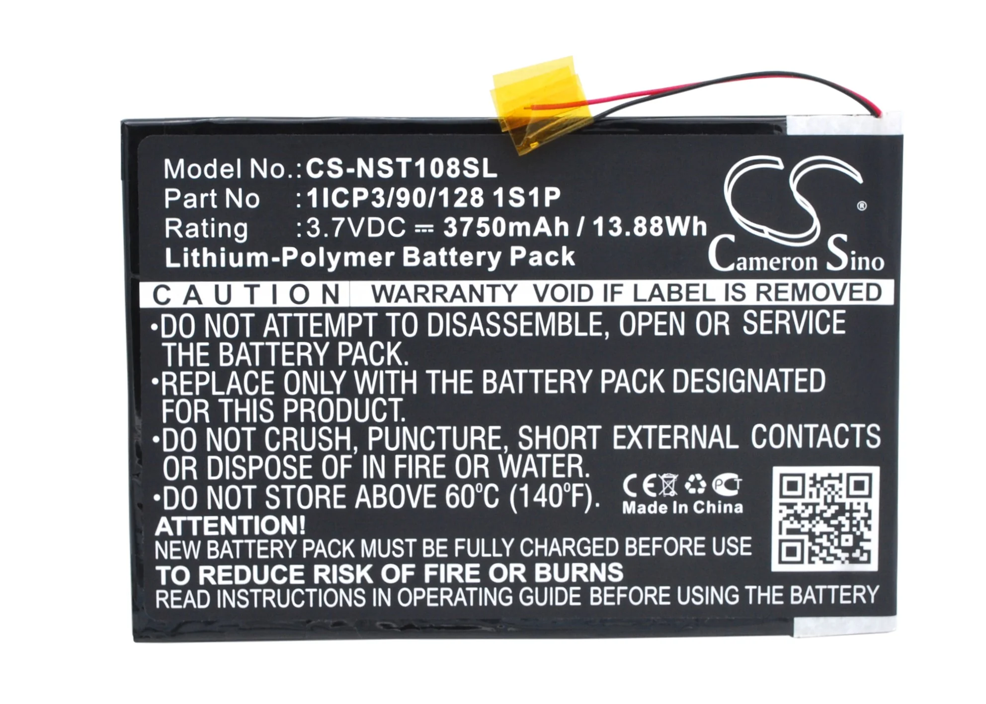 CS-NST108SL : Battery for Nuvision Nuvision 10.1", TM1088C - Replaces Nuvision 1ICP3/90/128 1S1P - Image 5