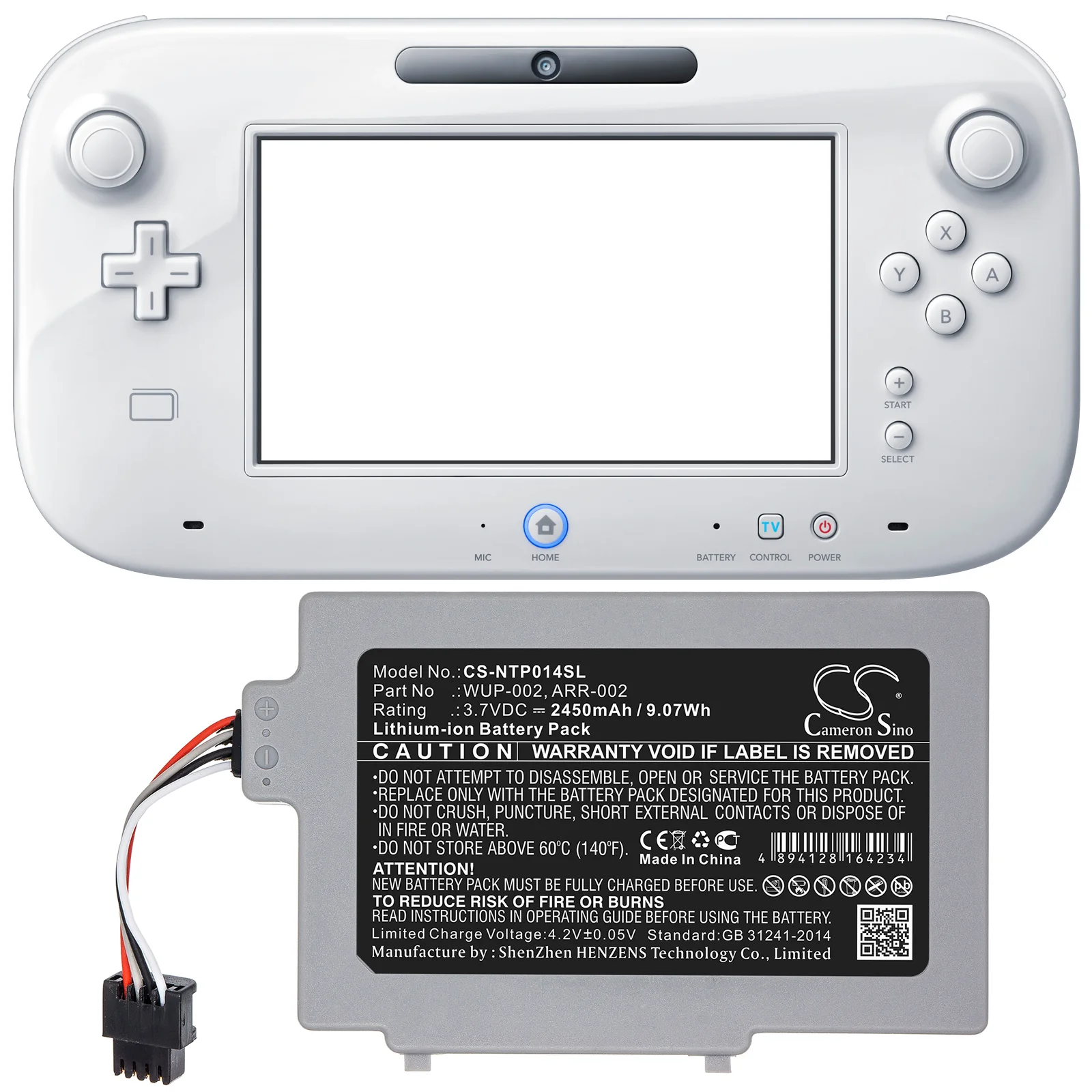 CS-NTP014SL : Battery for Nintendo Wii U 8G, Wii U 8G GamePad - Replaces Nintendo WUP-002, ARR-002 - Image 6