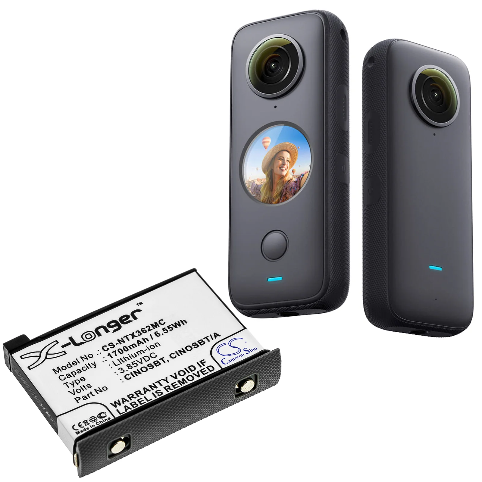 CS-NTX362MC : Battery for Insta360 One X2 - Replaces Insta360 CINOSBT, CINOSBT/A - Image 4