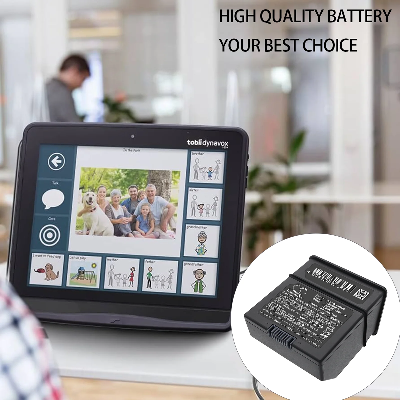 CS-ONH100MD : Battery for Tobii Dynavox I-12, Dynavox I-15 - Replaces Tobii 12004072, TISB1 - Image 6