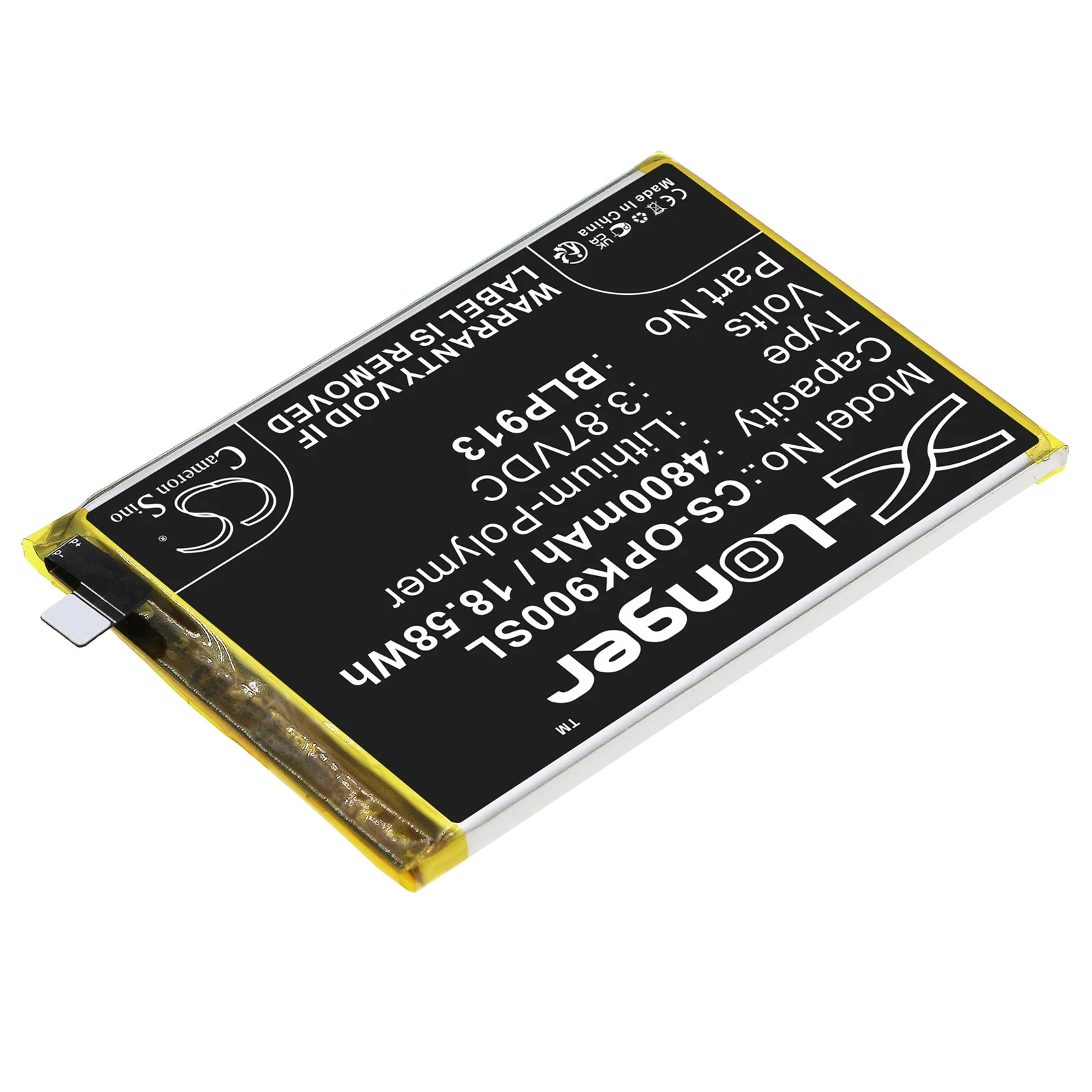 CS-OPK900SL : Battery for Oppo K9X, K9x 5G 2021, PGCM10 - Replaces Oppo BLP913 - Image 3