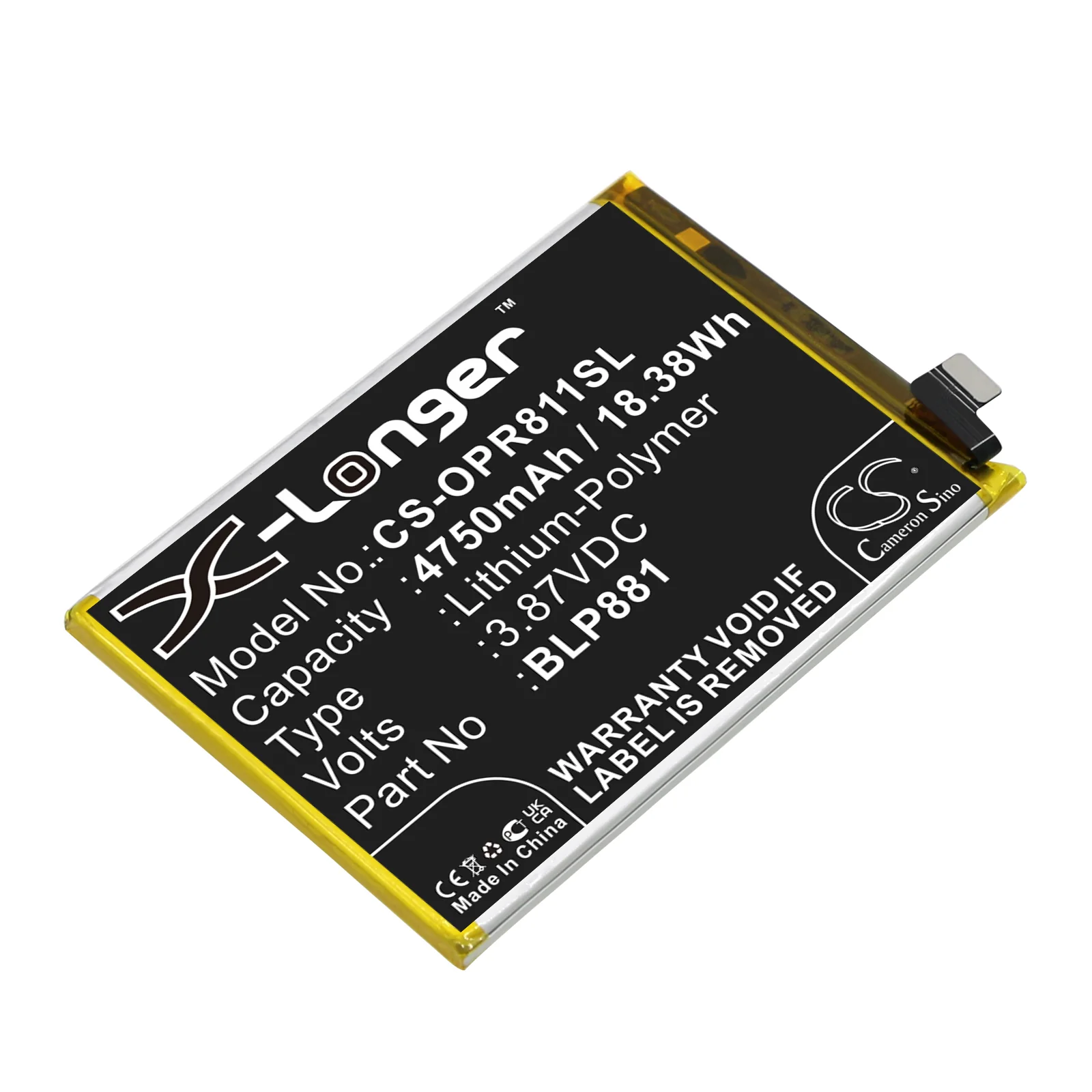 CS-OPR811SL : Battery for Oppo Reno 5K, Reno K9, Reno 4SE - Replaces Oppo BLP881 - Image 2