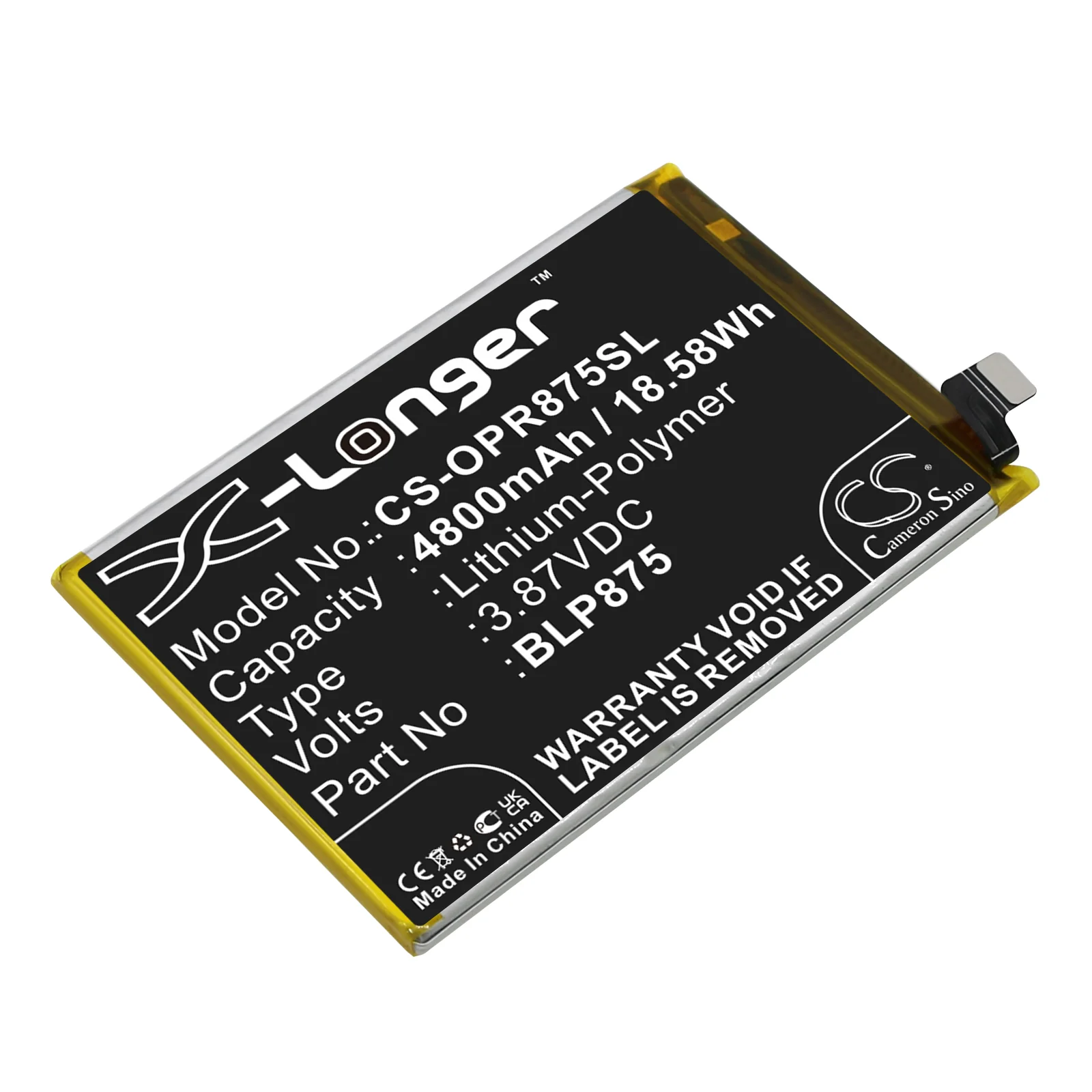 CS-OPR875SL : Battery for Oppo Realme Q3s, Realme Narzo 50, RMX3286 - Replaces Oppo BLP875 - Image 2
