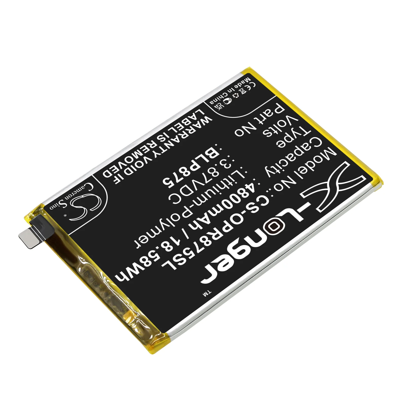 CS-OPR875SL : Battery for Oppo Realme Q3s, Realme Narzo 50, RMX3286 - Replaces Oppo BLP875 - Image 3
