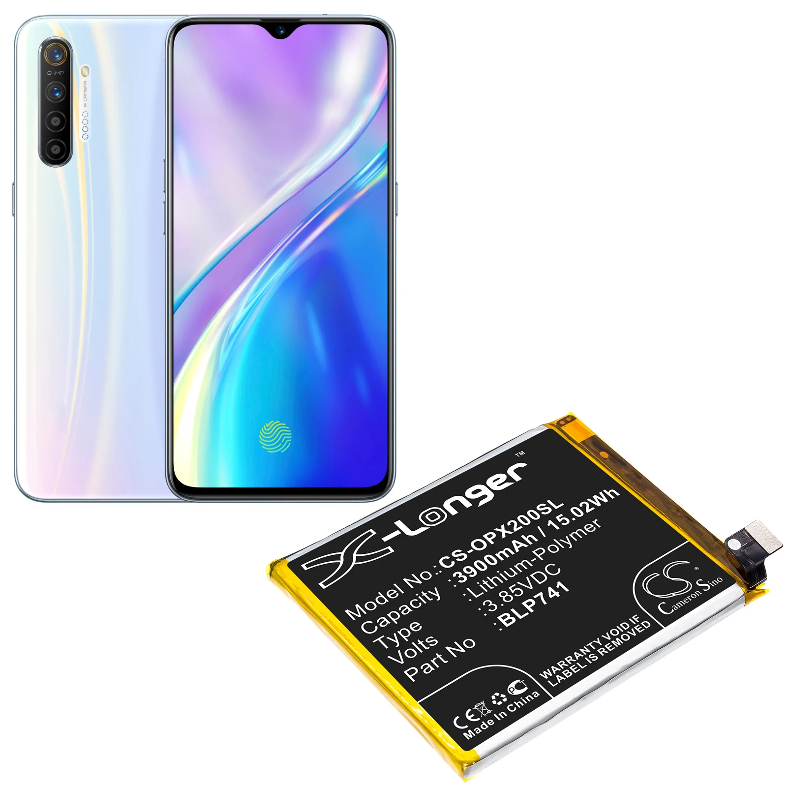 CS-OPX200SL : Battery for Oppo Realme X2 - Replaces Oppo BLP741 - Image 2