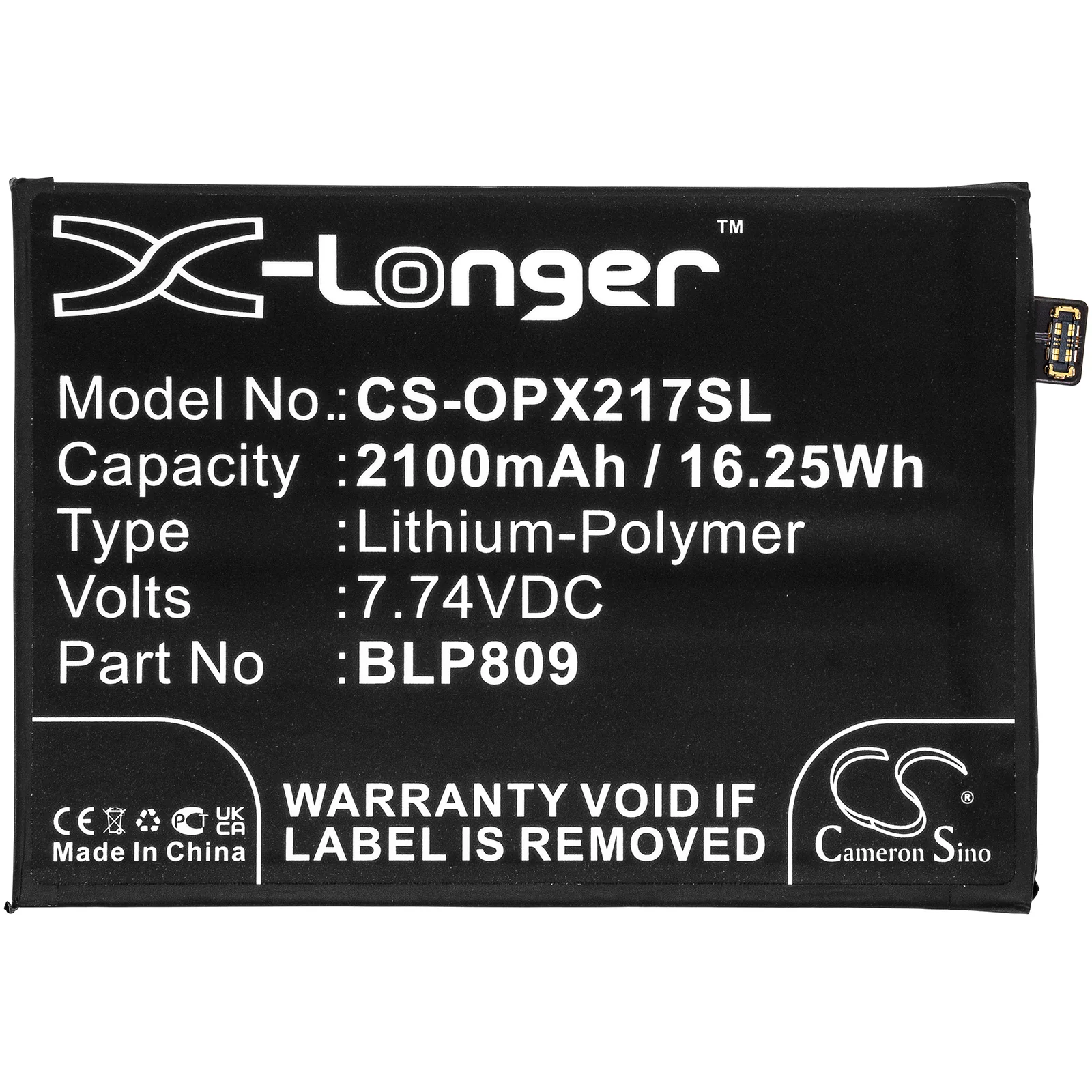 CS-OPX217SL : Battery for OPPO Realme Q2 Pro, RMX2173 - Replaces OPPO BLP809 - Image 3