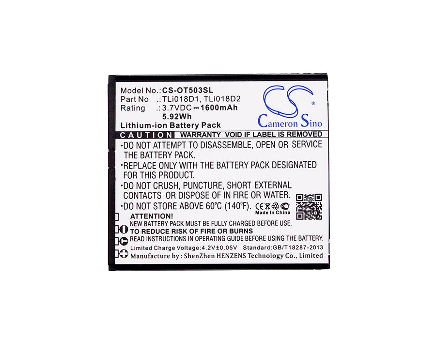 CS-OT503SL : Battery for Alcatel One Touch Pop D5, OT-5038, OT-5038A and others - Replaces Alcatel TLi018D1, TLi018D2, TLi018D1 and others - Image 5