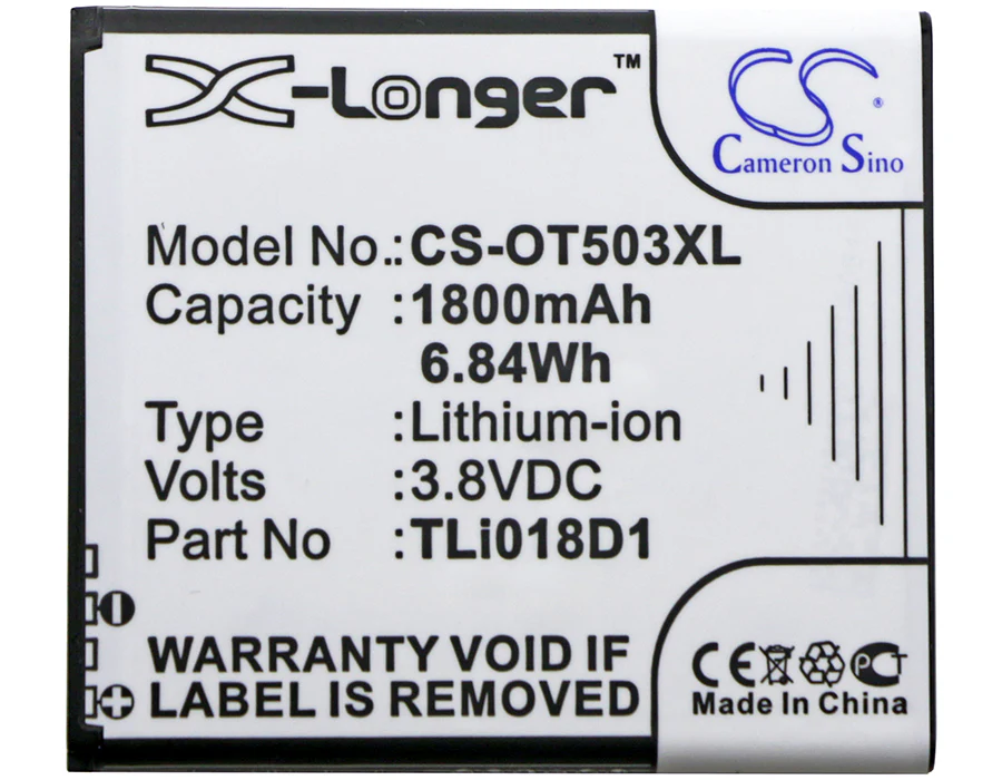 CS-OT503XL : Battery for Alcatel One Touch Pop D5, OT-5038, OT-5038A and others - Replaces Alcatel TLi018D1, TLi018D2, TLi018D1 and others - Image 3