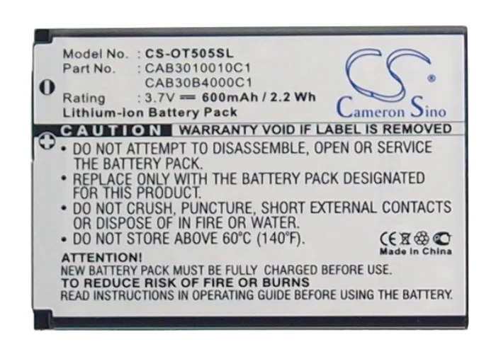 CS-OT505SL : Battery for Vodafone 455, VF455, 345 and others - Replaces Vodafone CAB30M0000C1, CAB3010010C1, CAB30B4000C1 and others - Image 5