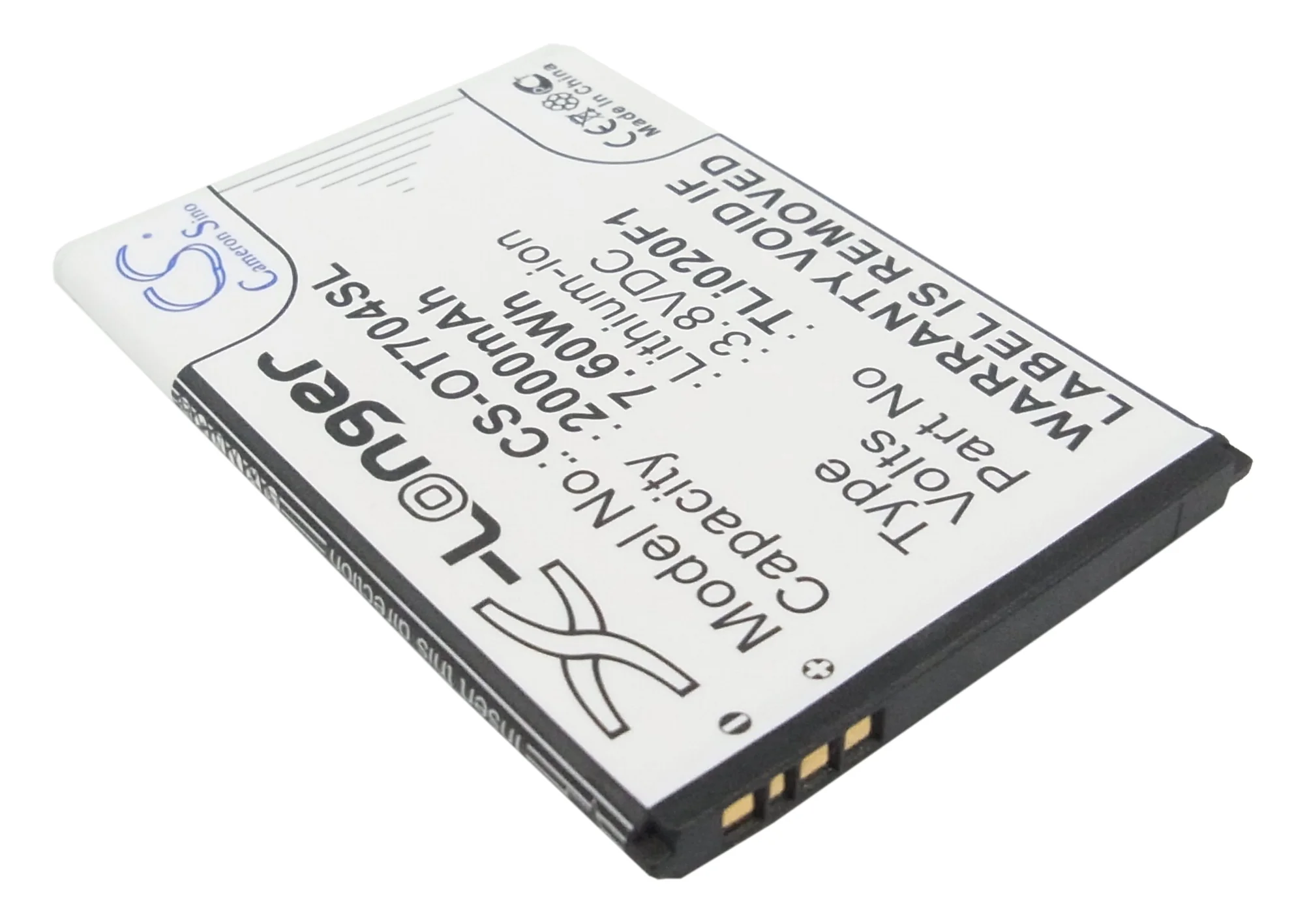 CS-OT704SL : Battery for Vodafone Smart turbo 7, VFD 500, V500 - Replaces Vodafone TLi020F1 - Image 2