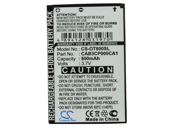 CS-OT800SL : Battery for Alcatel OT-800, OT-800A, Tribe and others - Replaces Alcatel CAB3CP000CA1, CAB20100000C1, CAB30P0000C1 - Image 5