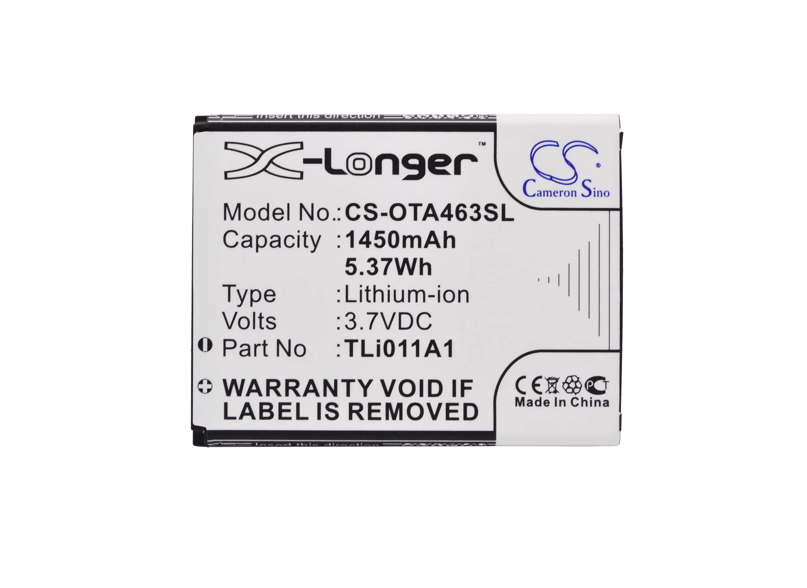 CS-OTA463SL : Battery for Alcatel One Touch Pixi Glitz, One Touch Pixi Glitz 4G, A463 and others - Replaces Alcatel TLi011A1 - Image 5
