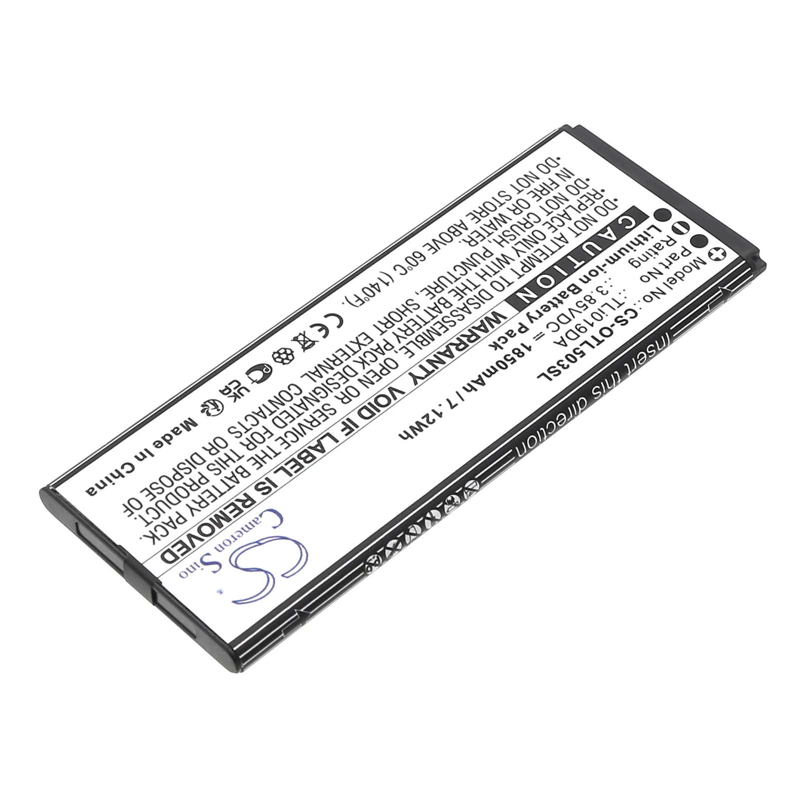 CS-OTL503SL : Battery for Alcatel OT-5005R, OT-5033A, OT-5033D and others - Replaces Alcatel TLi019DA - Image 2