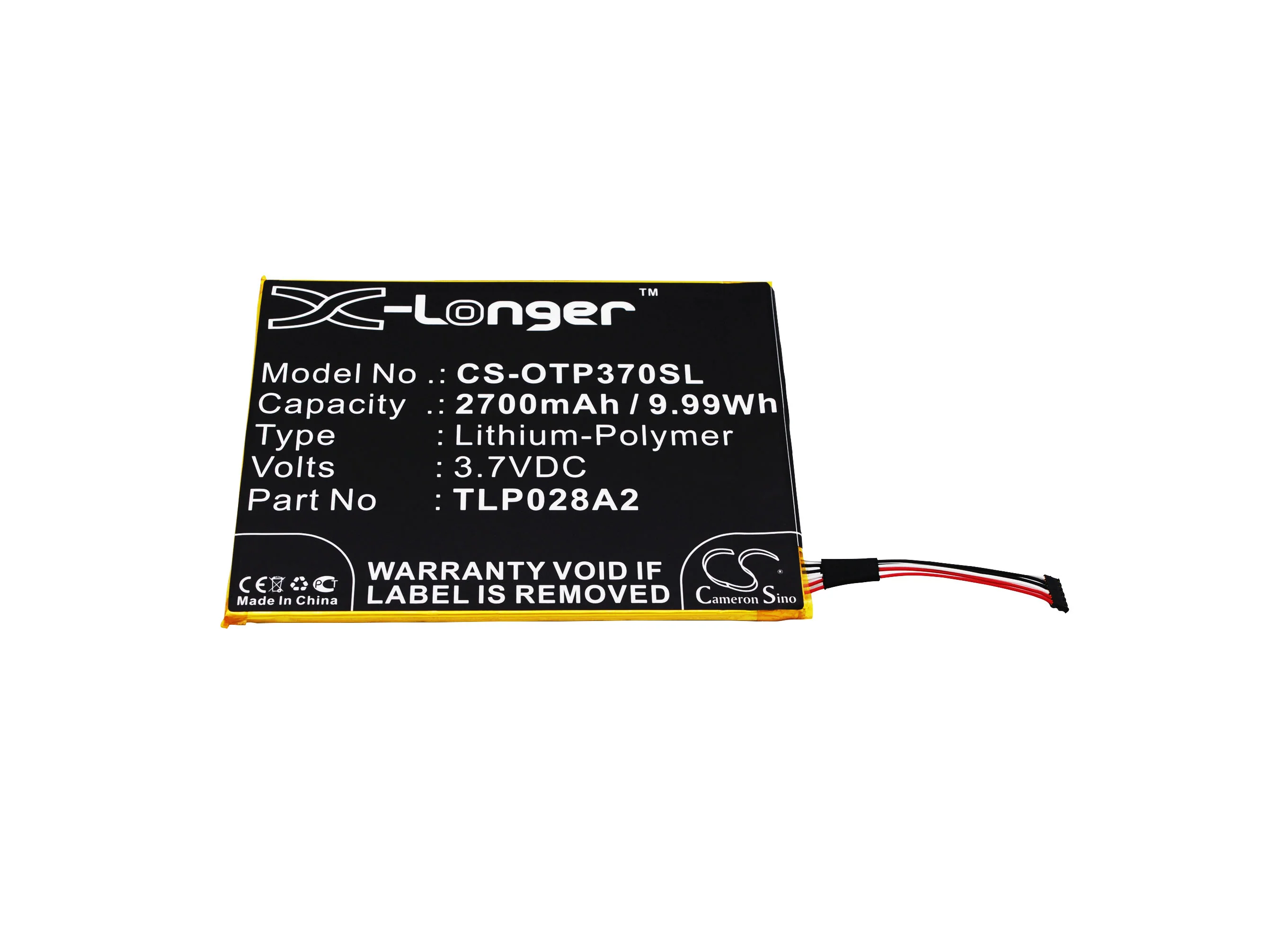 CS-OTP370SL : Battery for Alcatel One Touch Icin, One Touch Pixi 3 7.0 4G, One Touch Pixi 3 (7) LTE - Replaces Alcatel TLP028A2 - Image 5
