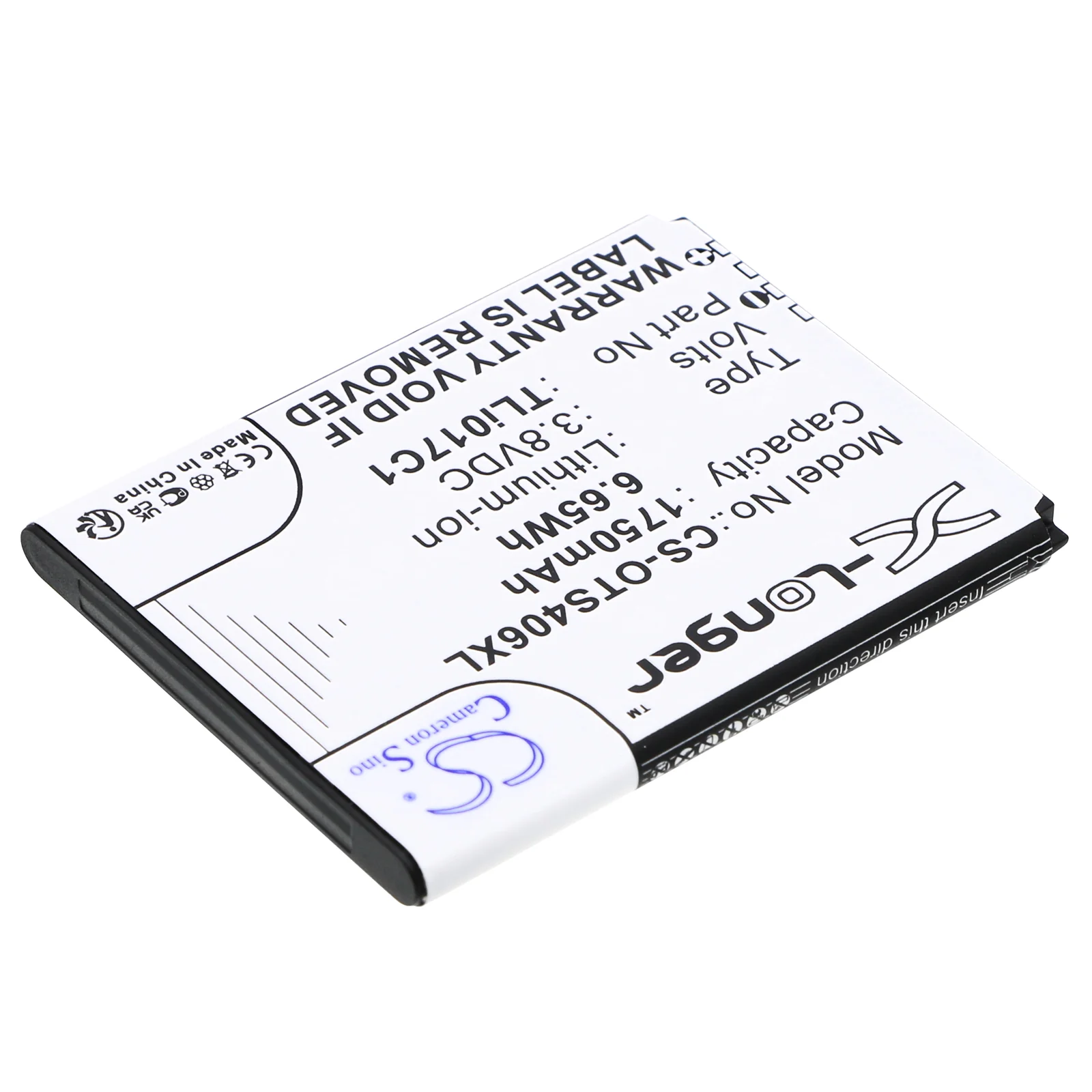 CS-OTS406XL : Battery for Alcatel One Touch Streak, OT-4060, OT-4060A and others - Replaces Alcatel TLi017D1, TLi017C7, TLi017C1 - Image 2