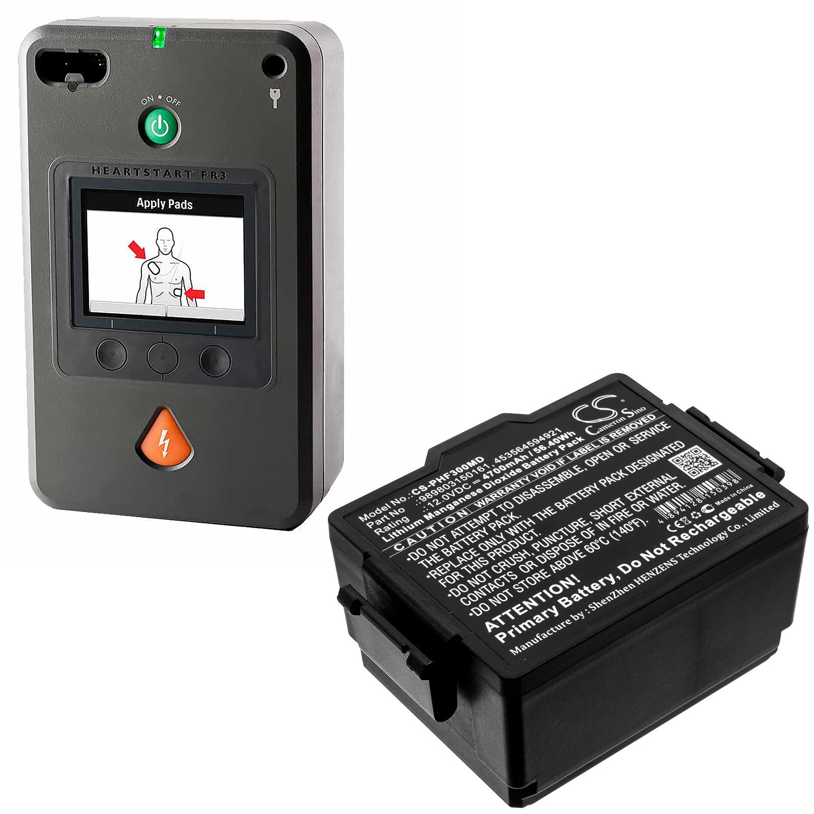 CS-PHF300MD : Battery for Philips HeartStart FR3 AED, DSA HeartStart FR3, HeartStart FR3 AED defibrillator and others - Replaces Philips 989803150161, 453564594921, 453564288031 - Image 6