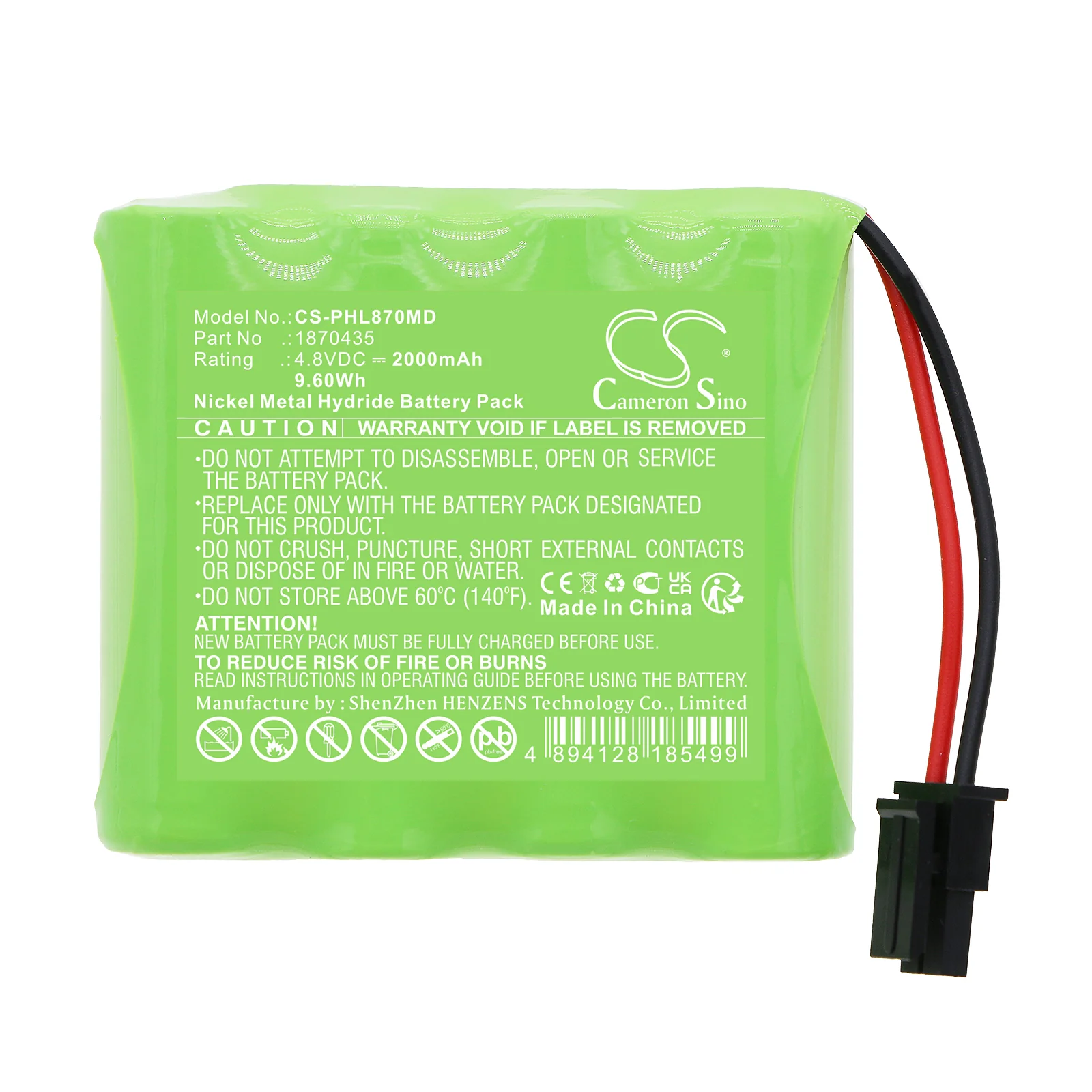 CS-PHL870MD : Battery for Philips Lifeline GoSafe Mobile Alert System 870435, GoSafe Mobile Alert System - Replaces Philips 1870435, B11923 - Image 3