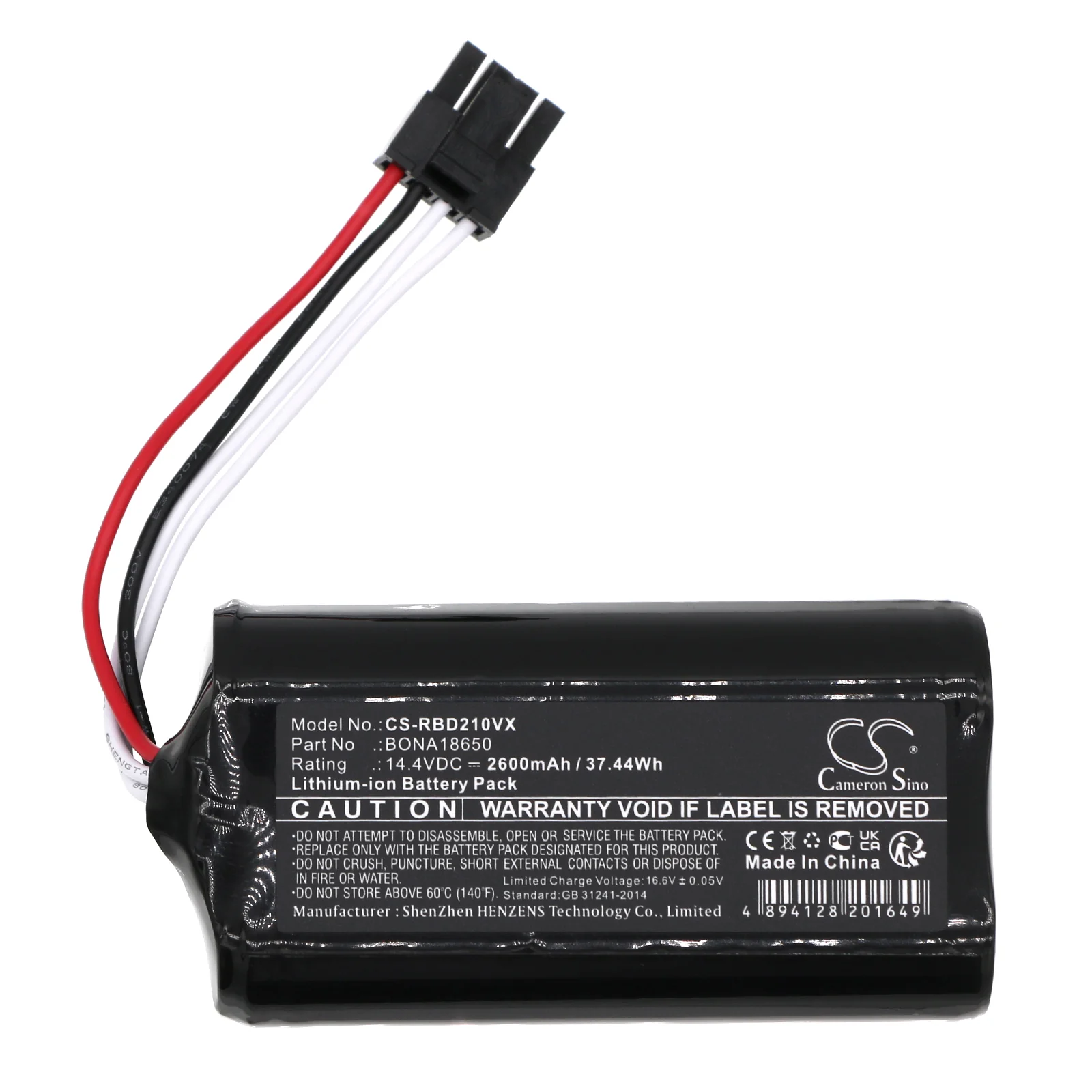 CS-RBD210VX : Battery for RobZone Duoro Xcontrol 2, Duoro Xcontrol Generace 2.0, Duoro Xcontrol Profi Generace 2.0 and others - Replaces RobZone BONA18650, ML:18650-4SF1L, 4INR19/66 and others - Image 2